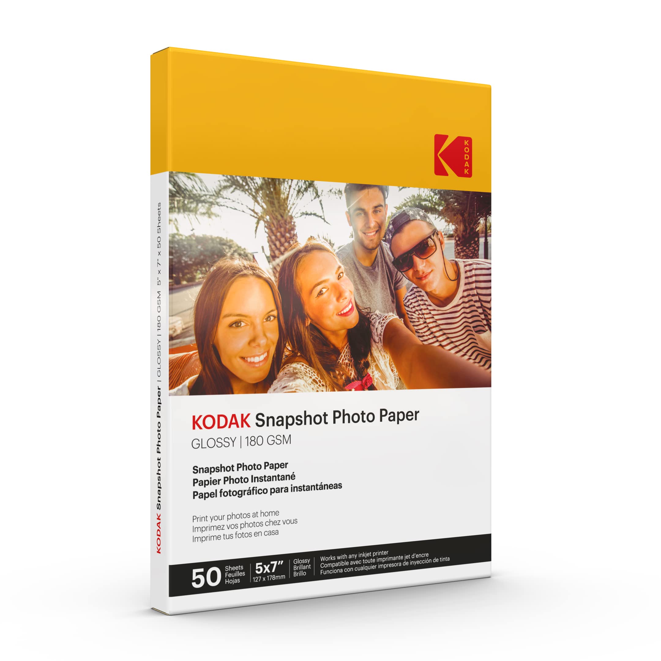 Papel Fotográfico Kodak Glossy De 13 X 18 Cm (5 X 7 Pulgadas), 180 G/m², 50 Hojas - Venta Internacional.