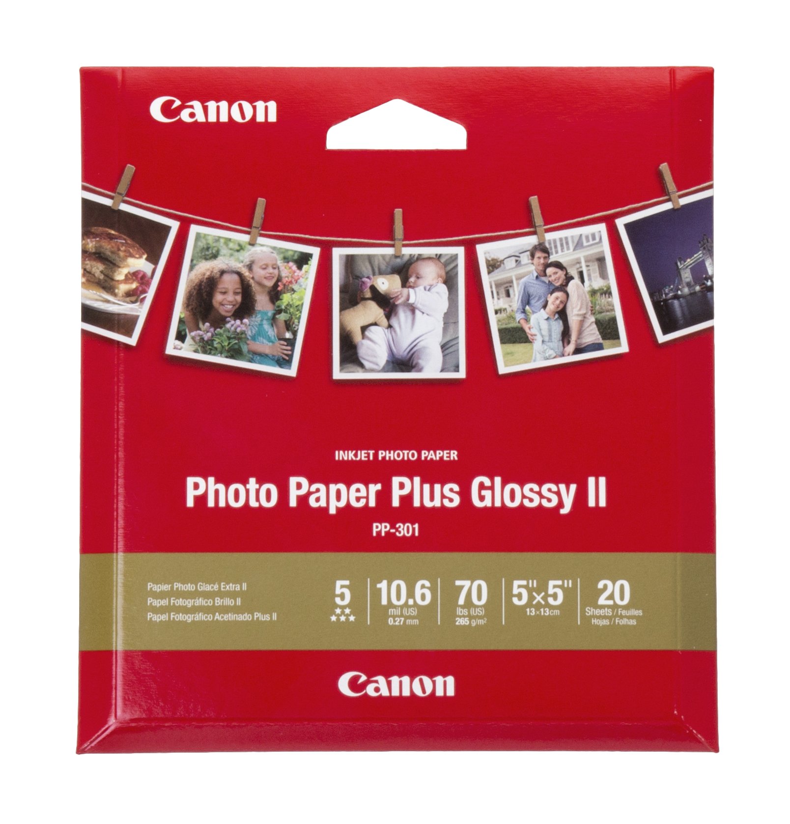 Papel Fotográfico Canon Glossy Photo Paper Plus Ii, 5 X 5, 20 Hojas - Venta Internacional.