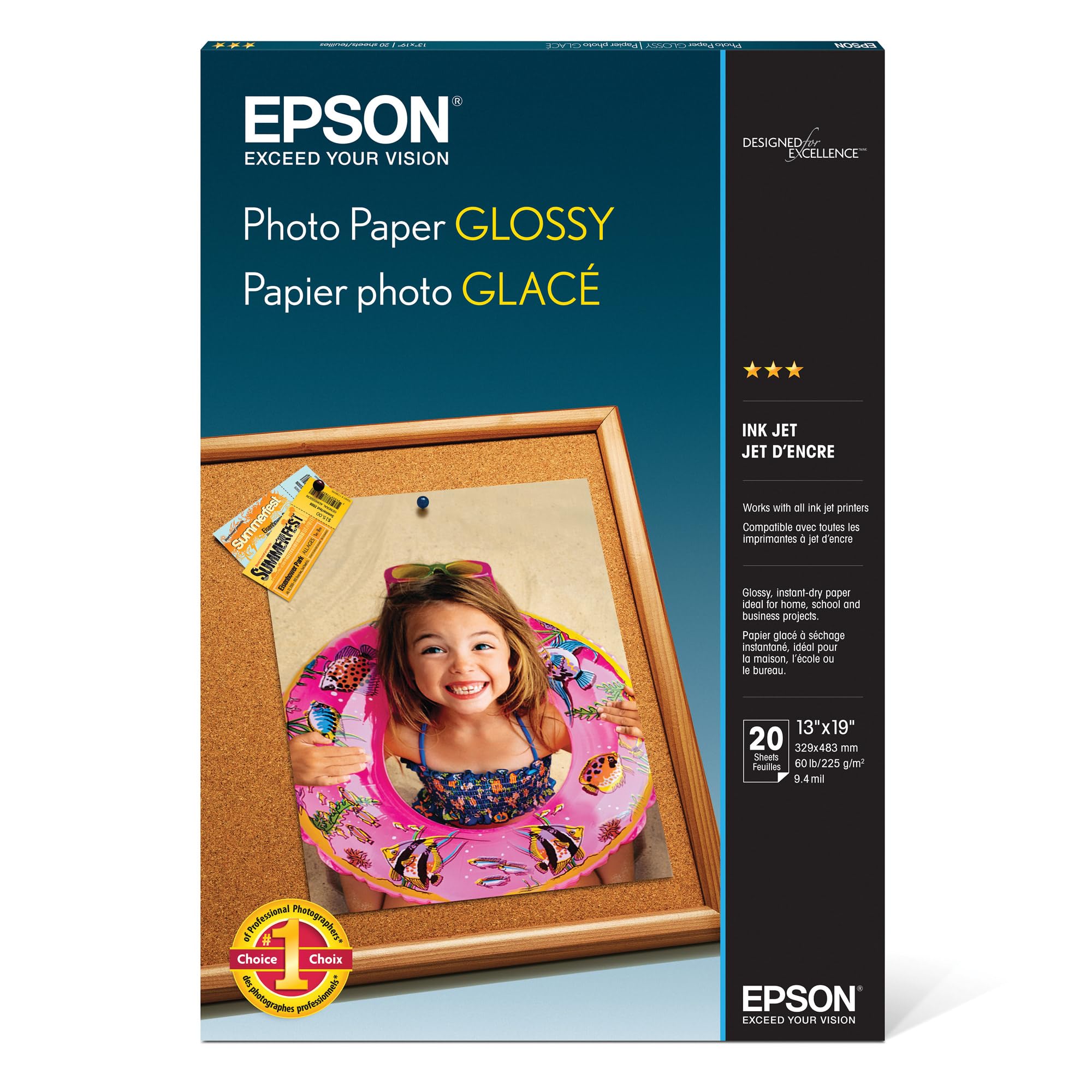 Papel Fotográfico Epson Glossy 13x19 Pulgadas, 20 Hojas S041143 - Venta Internacional.