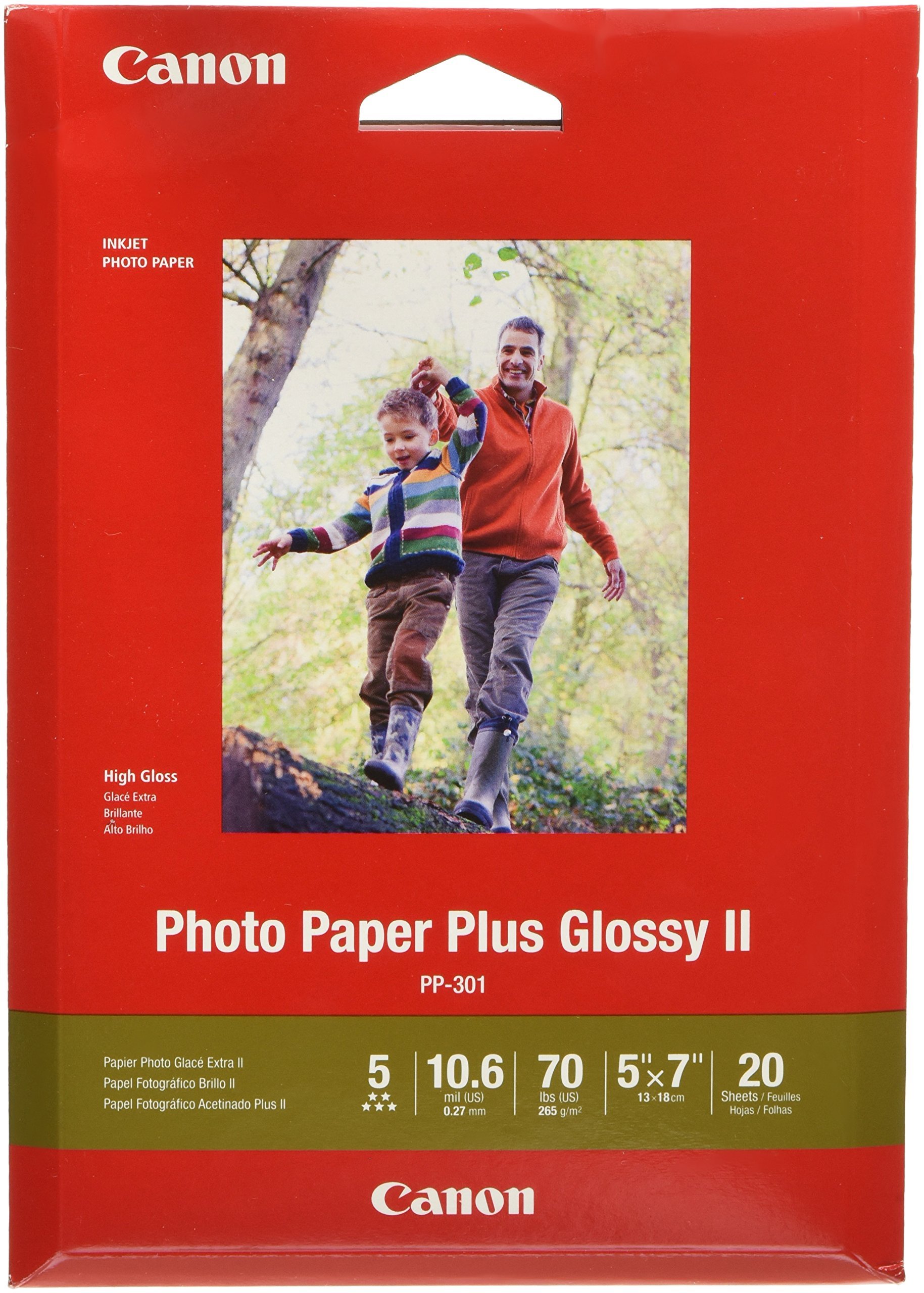 Papel Fotográfico Canon Canonink 1432c002 Plus Glossy Ii, 5 X 7, 20 Hojas - Venta Internacional.