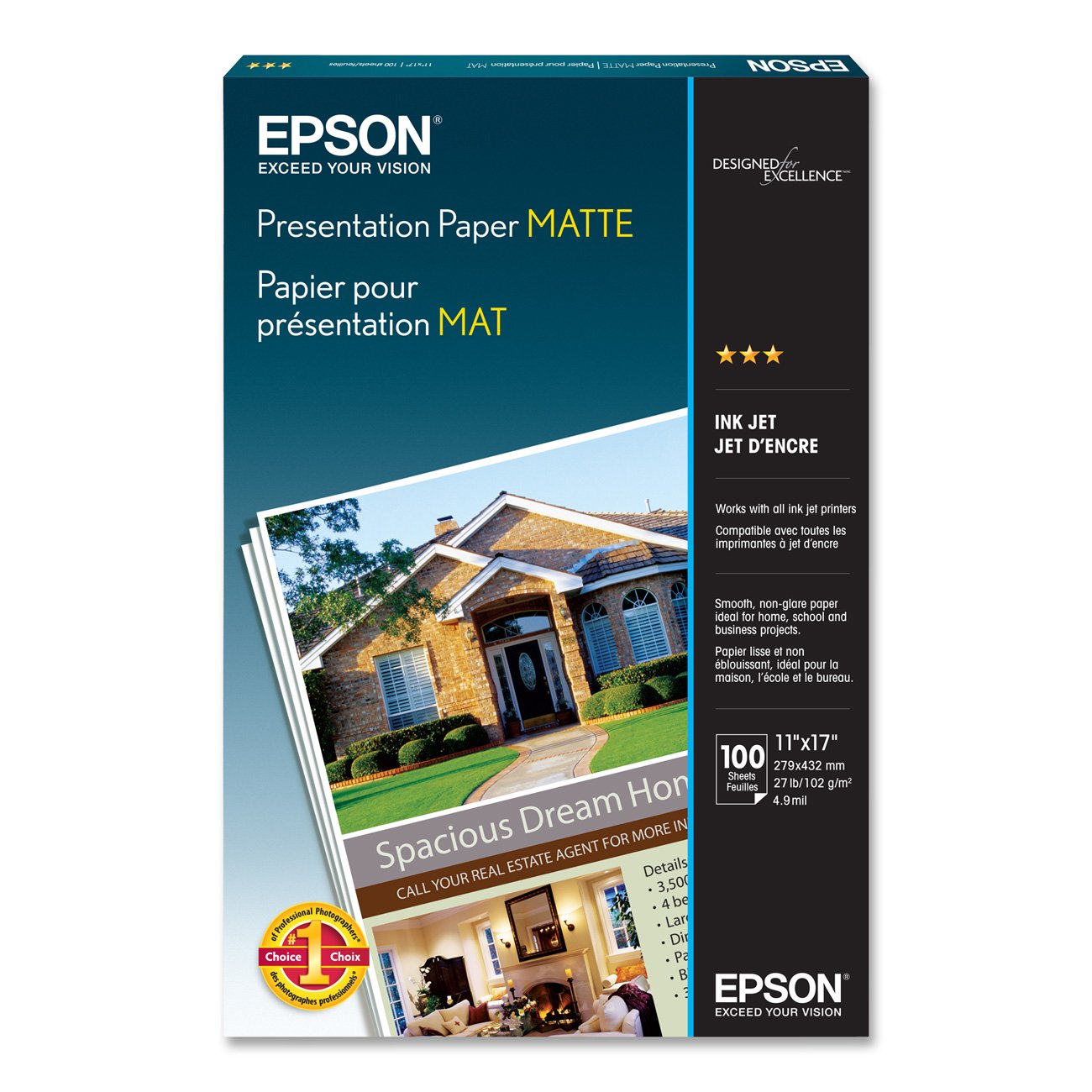 Papel De Presentación Epson Matte 11 X 17 Pulgadas, 100 Hojas - Venta Internacional.