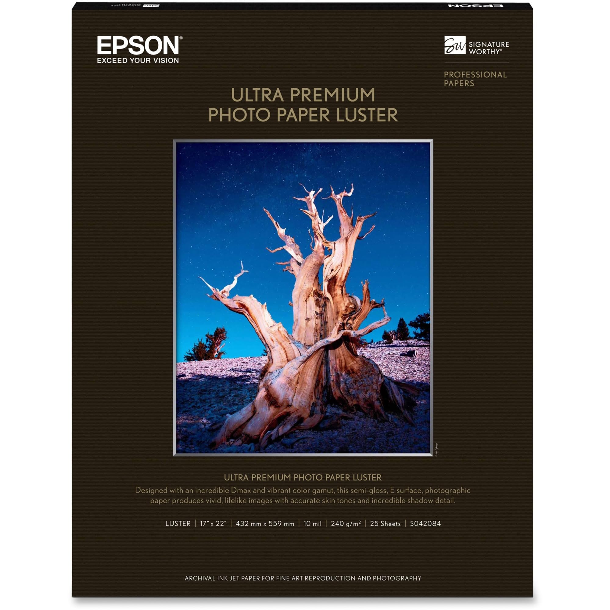 Papel Fotográfico Epson Ultra Premium Luster 17 X 22 Pulgadas, 25 Hojas - Venta Internacional.