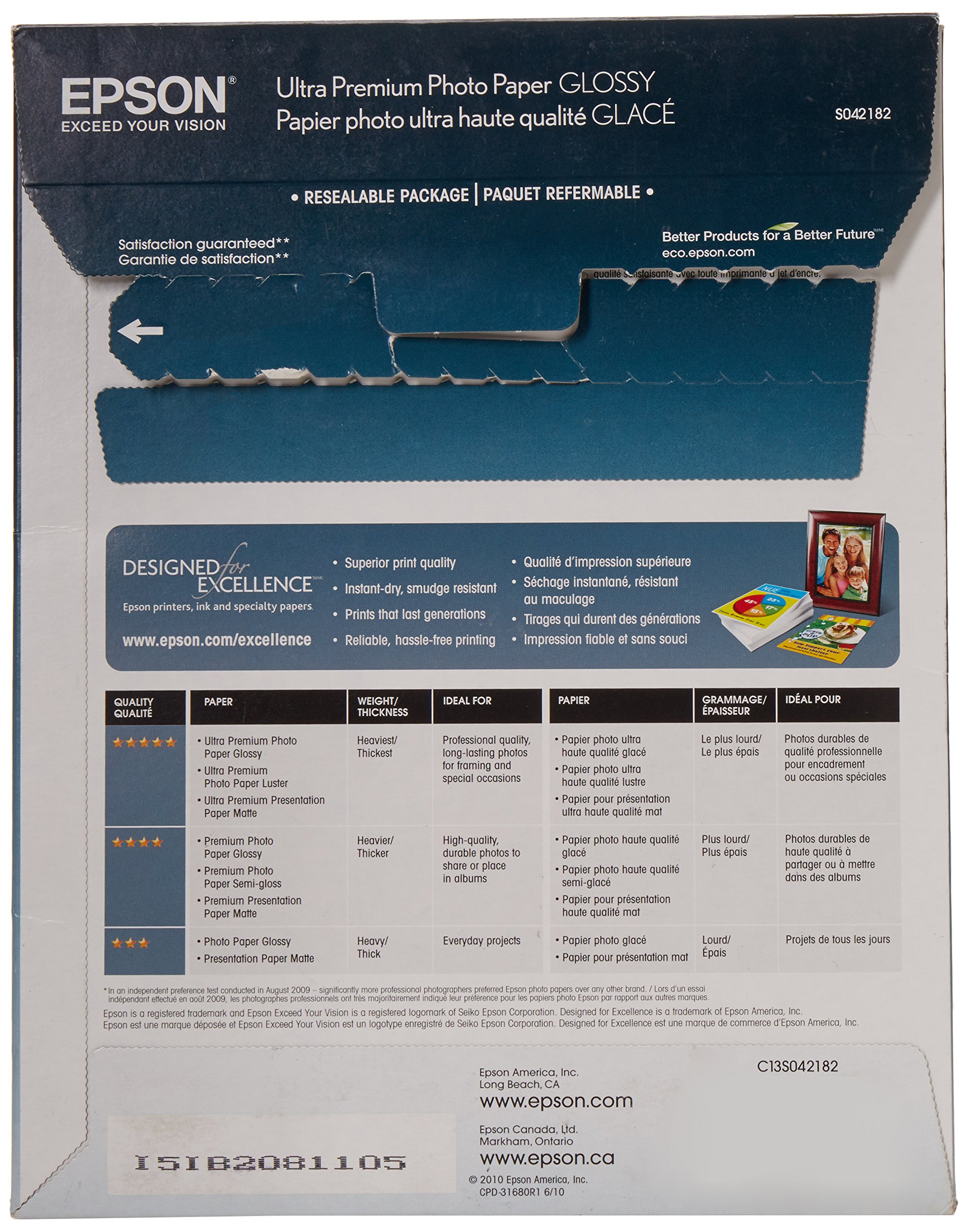 Foto 2 | Papel Fotográfico Epson Ultra Premium Glossy A4, 25 Hojas - Venta Internacional.