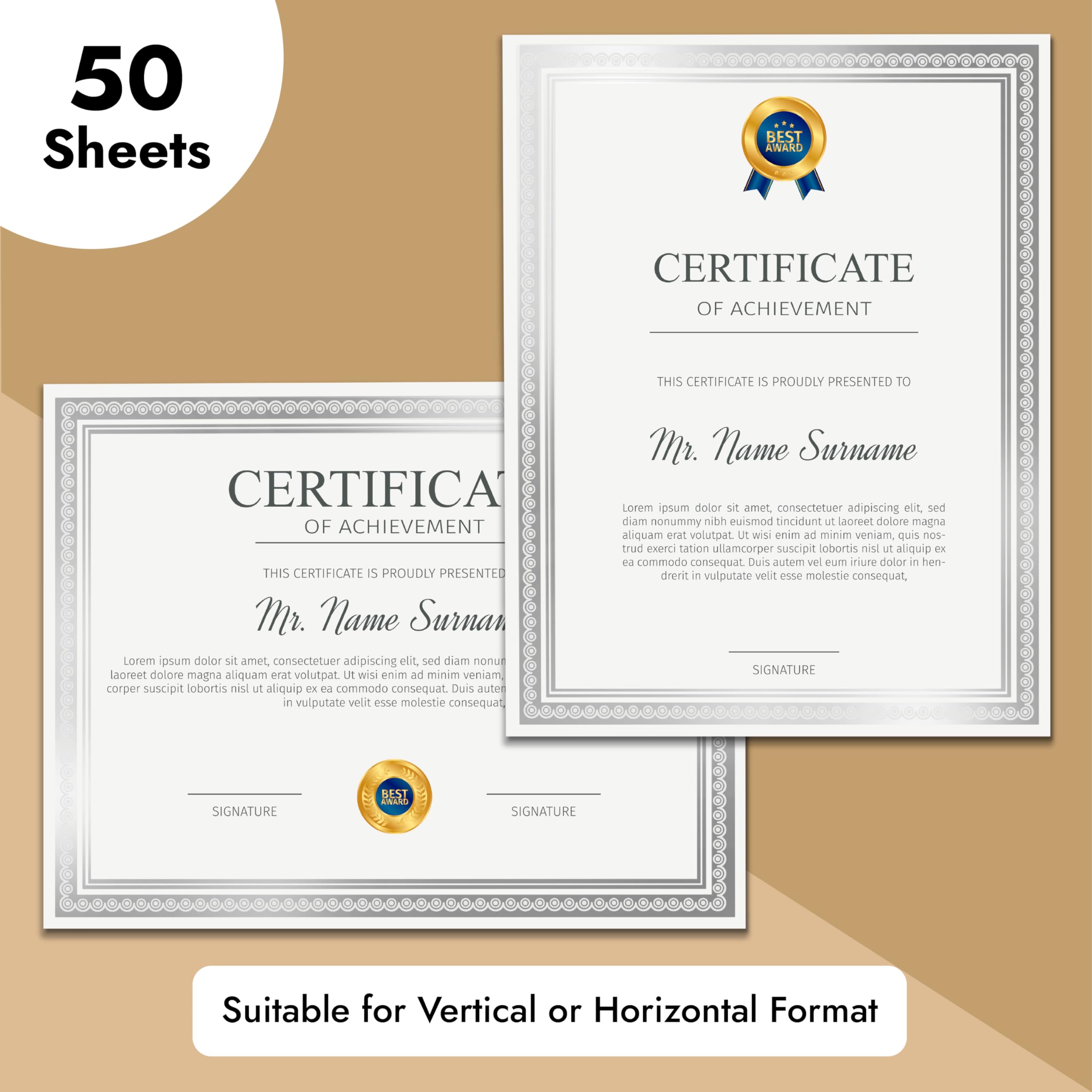 Foto 5 pulgar | Papel Certificado Juvale Silver Foil, 50 Hojas, Tamaño A4 - Venta Internacional.