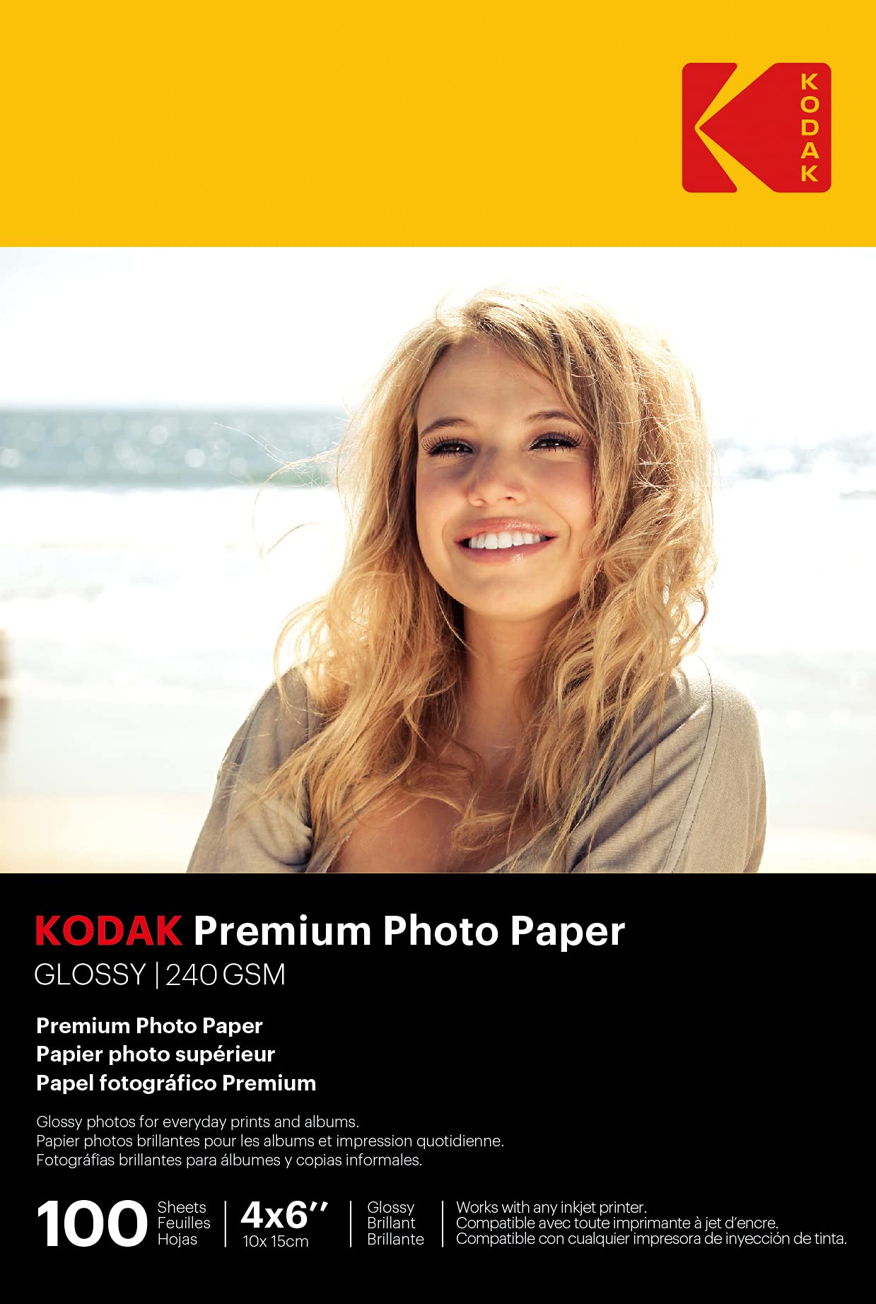 Papel Fotográfico Kodak De 4 X 6 Pulgadas Brillante, 240 G/m², 100 Hojas (41175-9891181) - Venta Internacional.