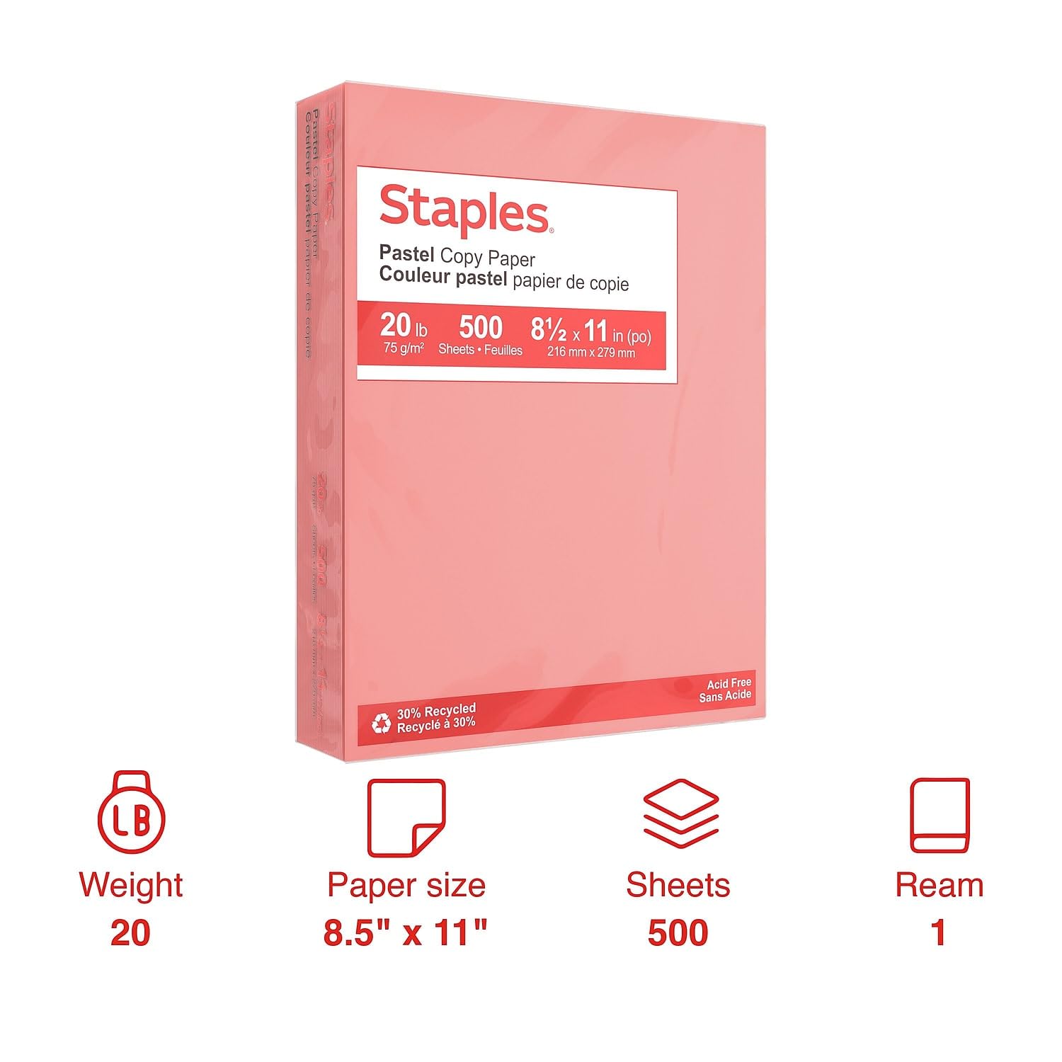 Foto 3 pulgar | Papel De Copia Staples 678824, Color Salmón Pastel, 8.5 X 11 Pulgadas, 500 Hojas - Venta Internacional.