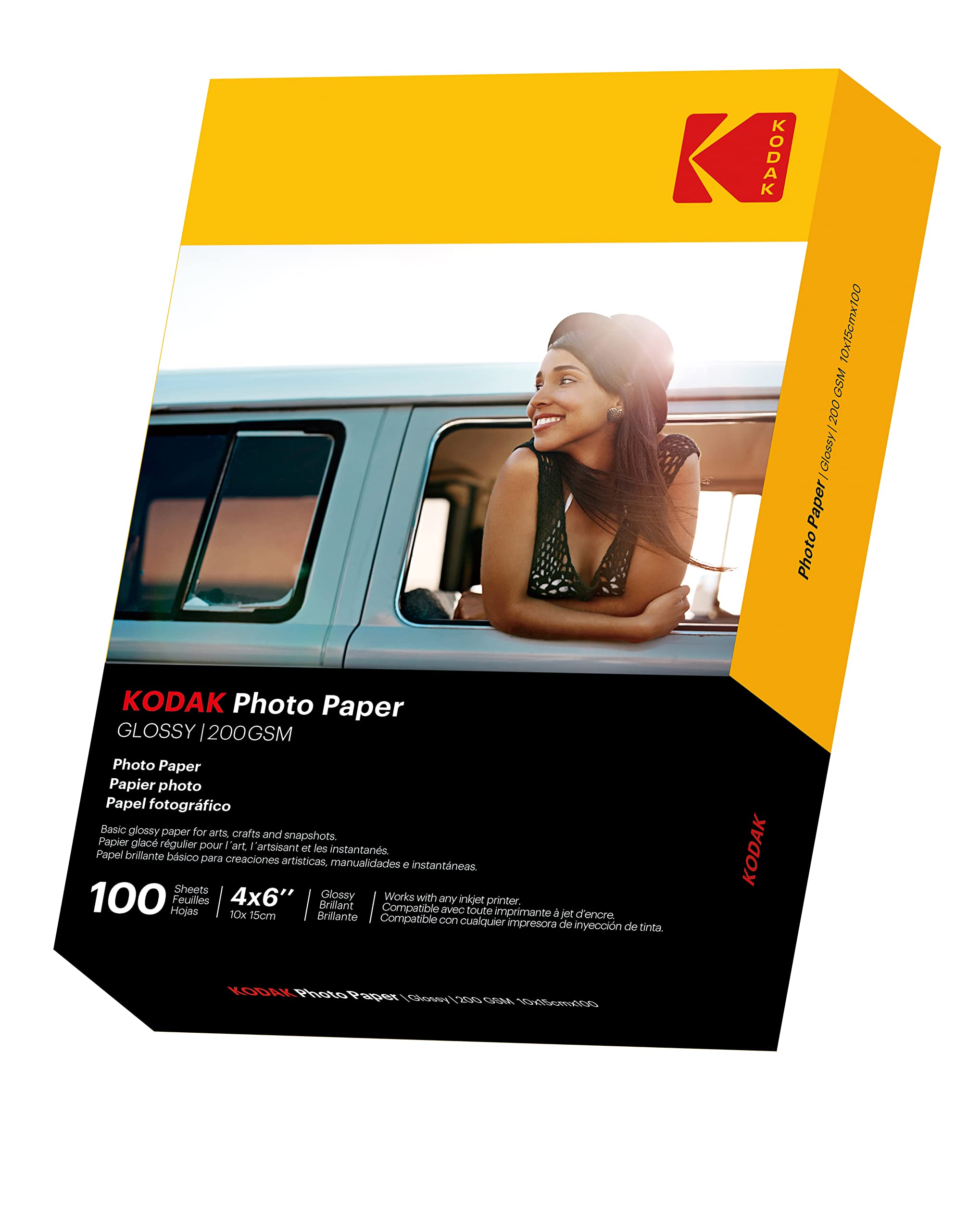 Foto 5 pulgar | Papel Fotográfico Kodak Glossy 4x6, 100 Hojas, 200 G/m2, 52 Libras - Venta Internacional.