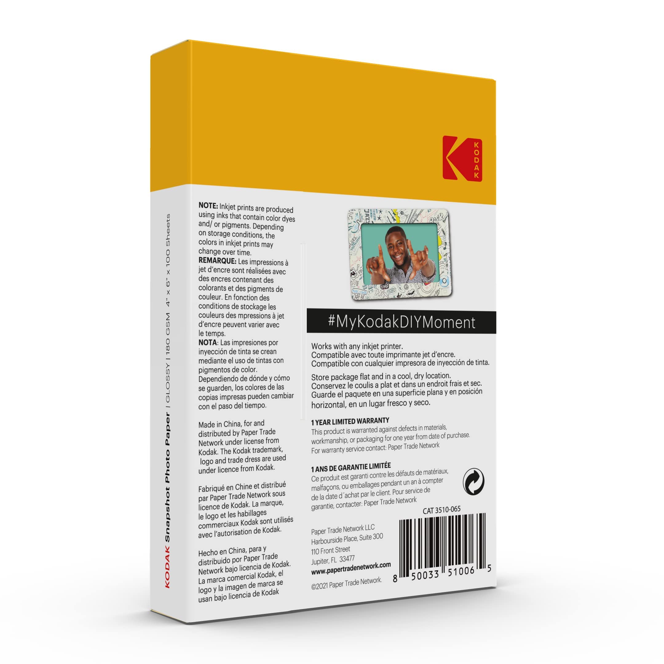 Foto 3 | Papel Fotográfico Kodak Glossy De 4 X 6 Pulgadas, 180 G/m², 100 Hojas (41305) - Venta Internacional.