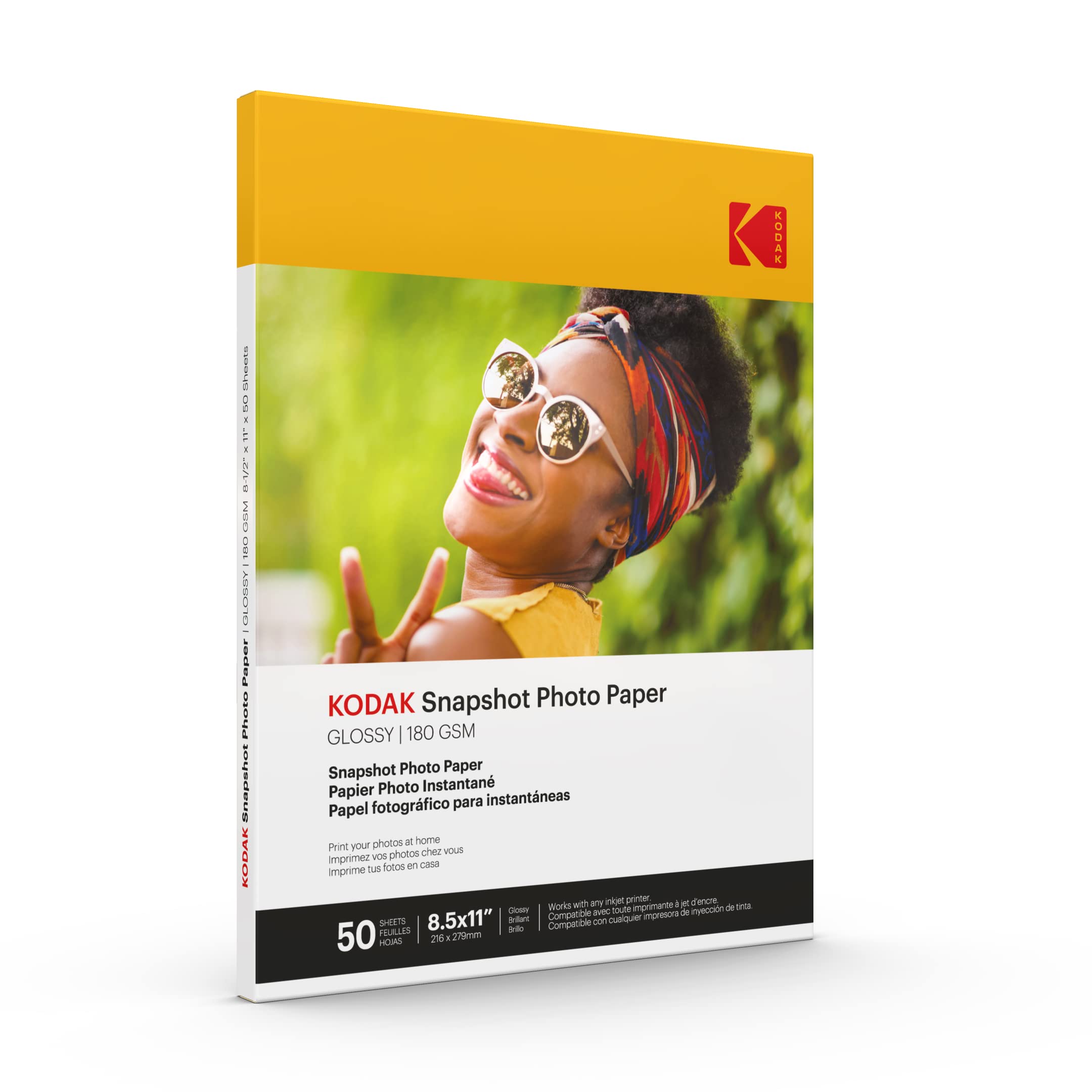 Papel Fotográfico Kodak Glossy 8.5 X 11 Pulgadas, 50 Hojas, 180 G/m² (41301) - Venta Internacional.
