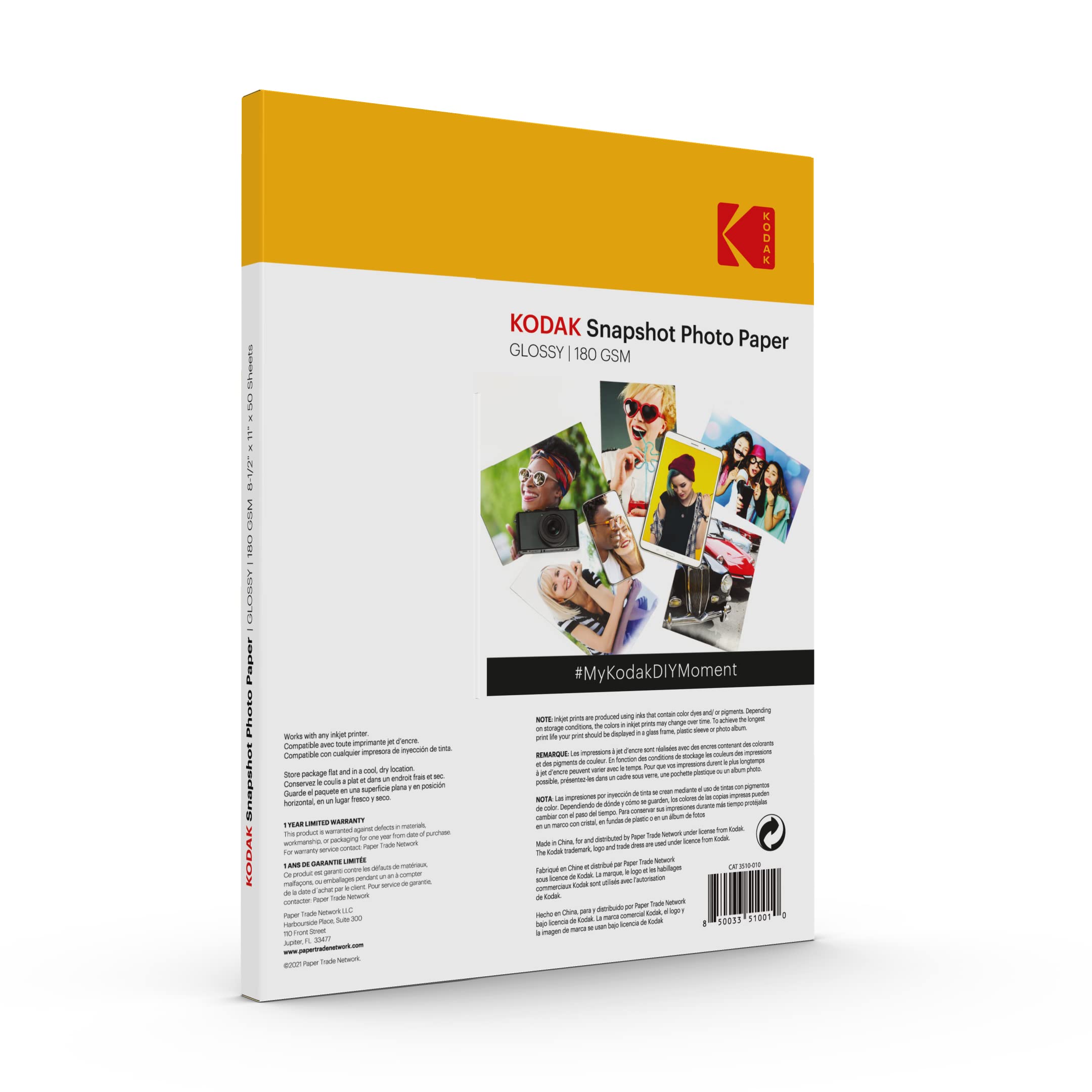 Foto 2 | Papel Fotográfico Kodak Glossy 8.5 X 11 Pulgadas, 50 Hojas, 180 G/m² (41301) - Venta Internacional.