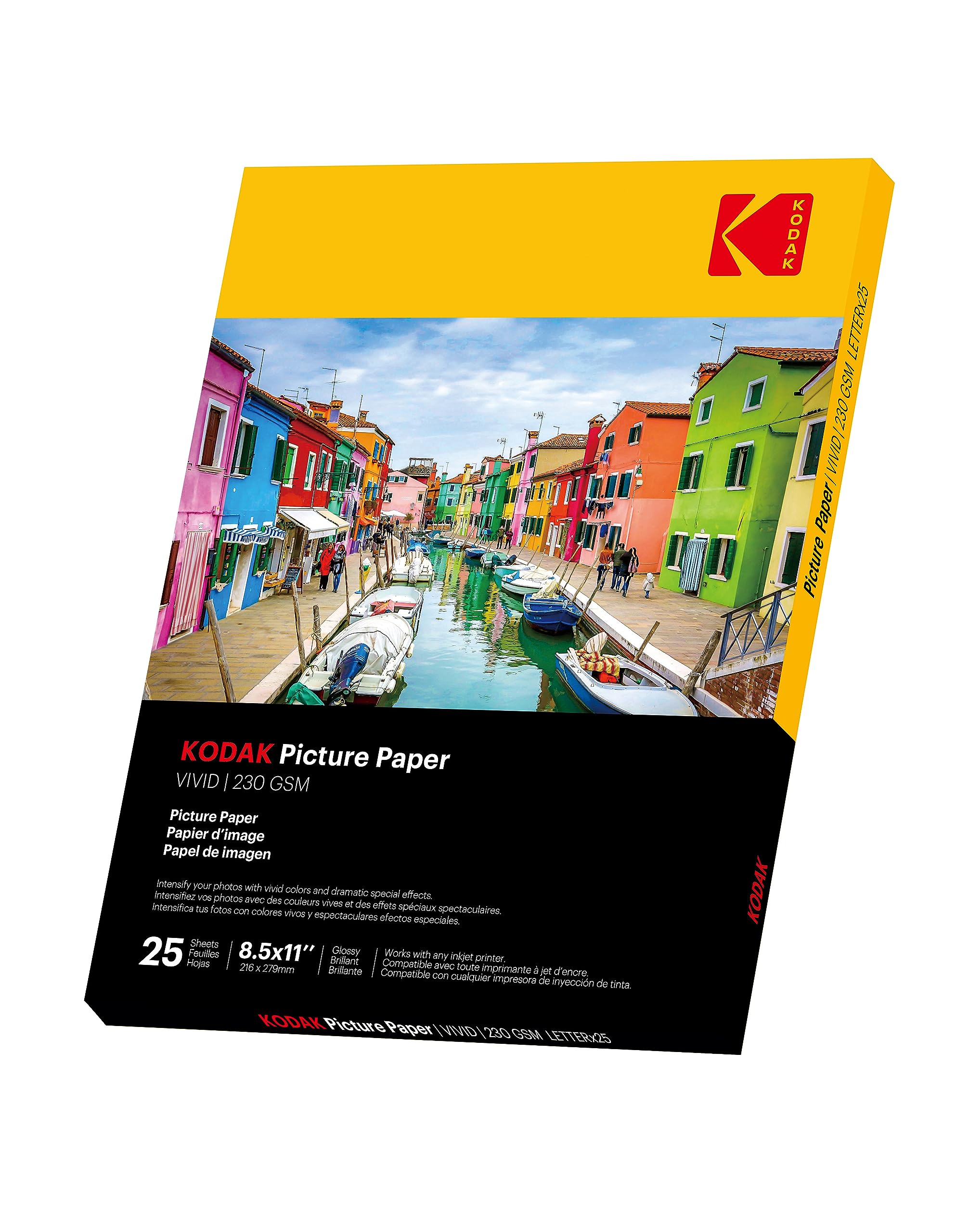 Papel Fotográfico Kodak Vivid 8,5 X 11, 25 Hojas, 230 G/m2, 11,9 Mil - Venta Internacional.