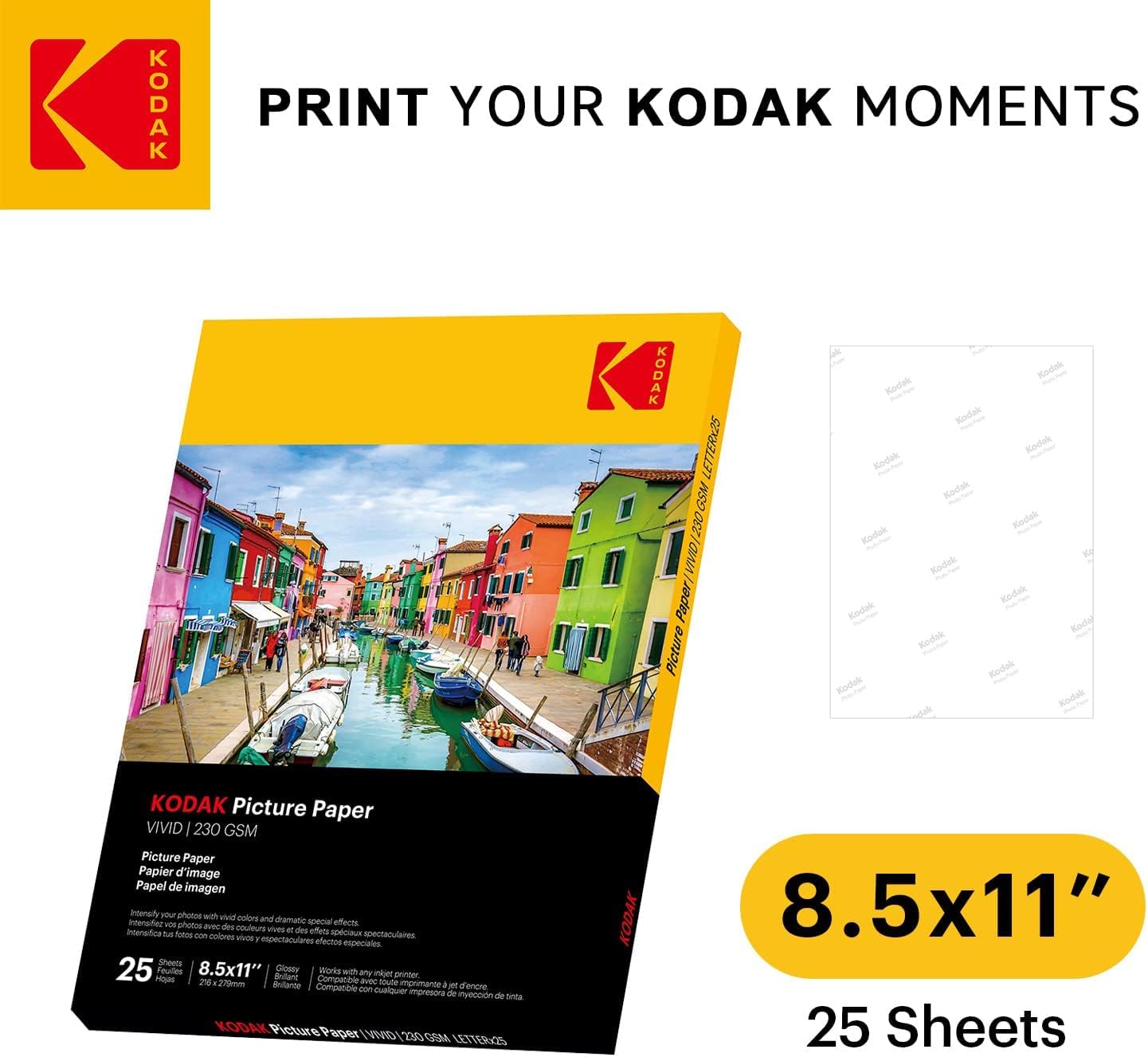 Foto 3 pulgar | Papel Fotográfico Kodak Vivid 8,5 X 11, 25 Hojas, 230 G/m2, 11,9 Mil - Venta Internacional.