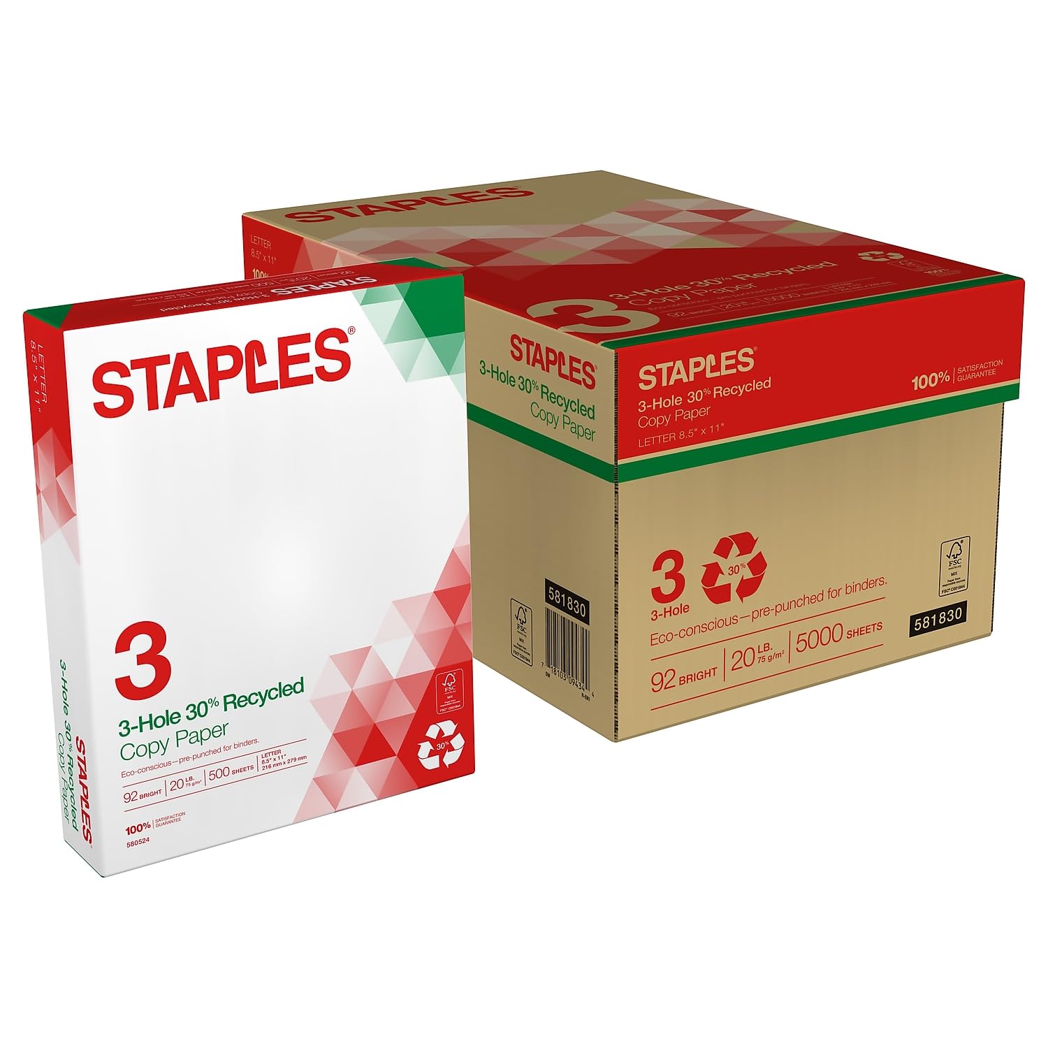 Foto 2 pulgar | Papel De Copia Staples 581830 Reciclado, 8.5 X 11 Pulgadas, 20 Libras, 92 B, 5000 S - Venta Internacional.