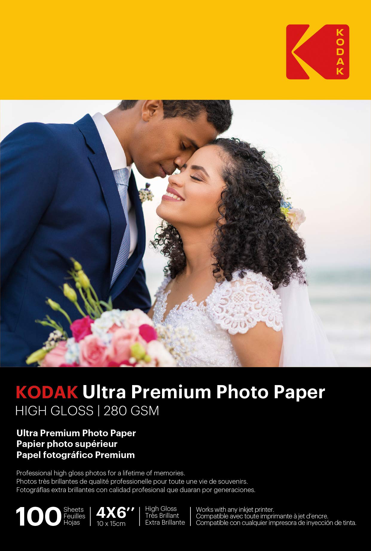 Foto 1 | Papel Fotográfico Kodak Ultra 4x6 Brillante De 280 G/m², 100 Hojas - Venta Internacional.