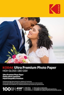 Foto 1 | Papel Fotográfico Kodak Ultra 4x6 Brillante De 280 G/m², 100 Hojas - Venta Internacional.