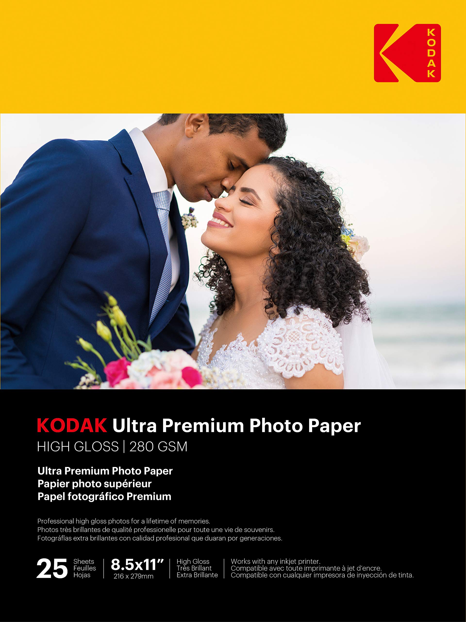 Papel Fotográfico Kodak Ultra Premium, 8.5 X 11 Pulgadas, 280 G/m², 25 Hojas - Venta Internacional.