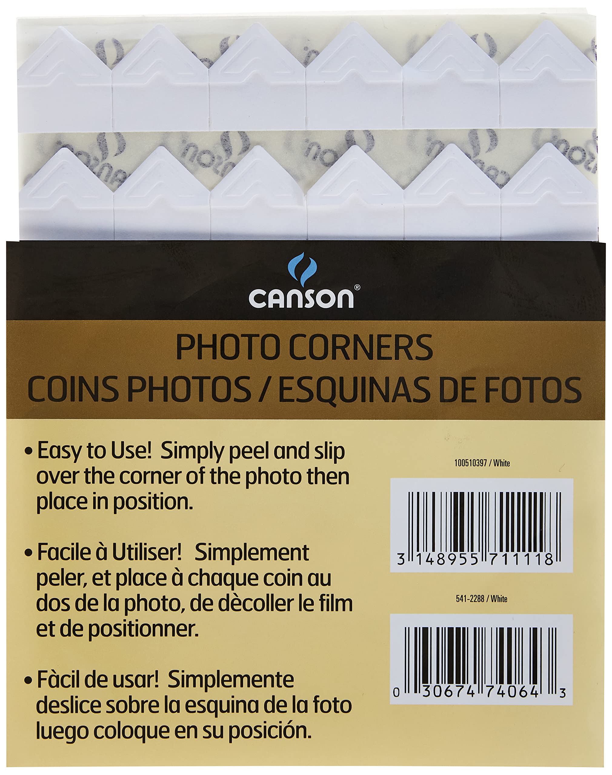 Foto 2 pulgar | Photo Corners Canson, Autoadhesivo, Blanco Desprendible, Paquete De 252 Unidades - Venta Internacional.