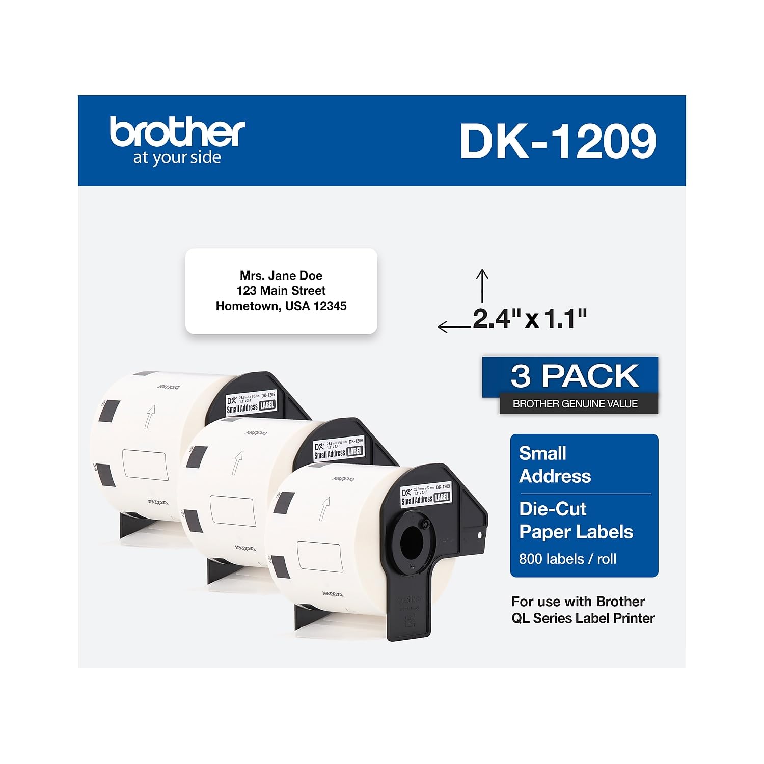 Foto 3 pulgar | Rollo De Etiquetas De Papel Para Direcciones Brother Dk-1209 800 Etiquetas X3 - Venta Internacional.