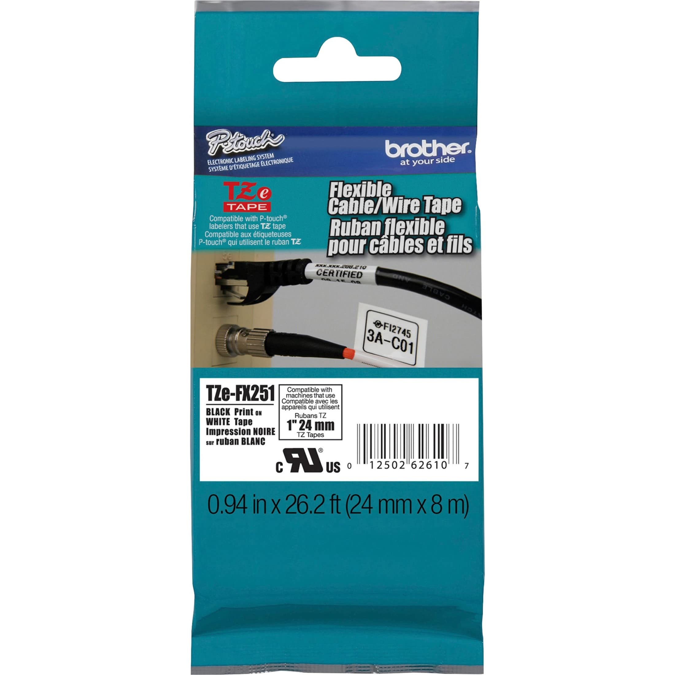 Foto 2 pulgar | Tape Brother Genuine P-touch Tze-fx251, 24 Mm X 8 M, Negro/blanco - Venta Internacional.