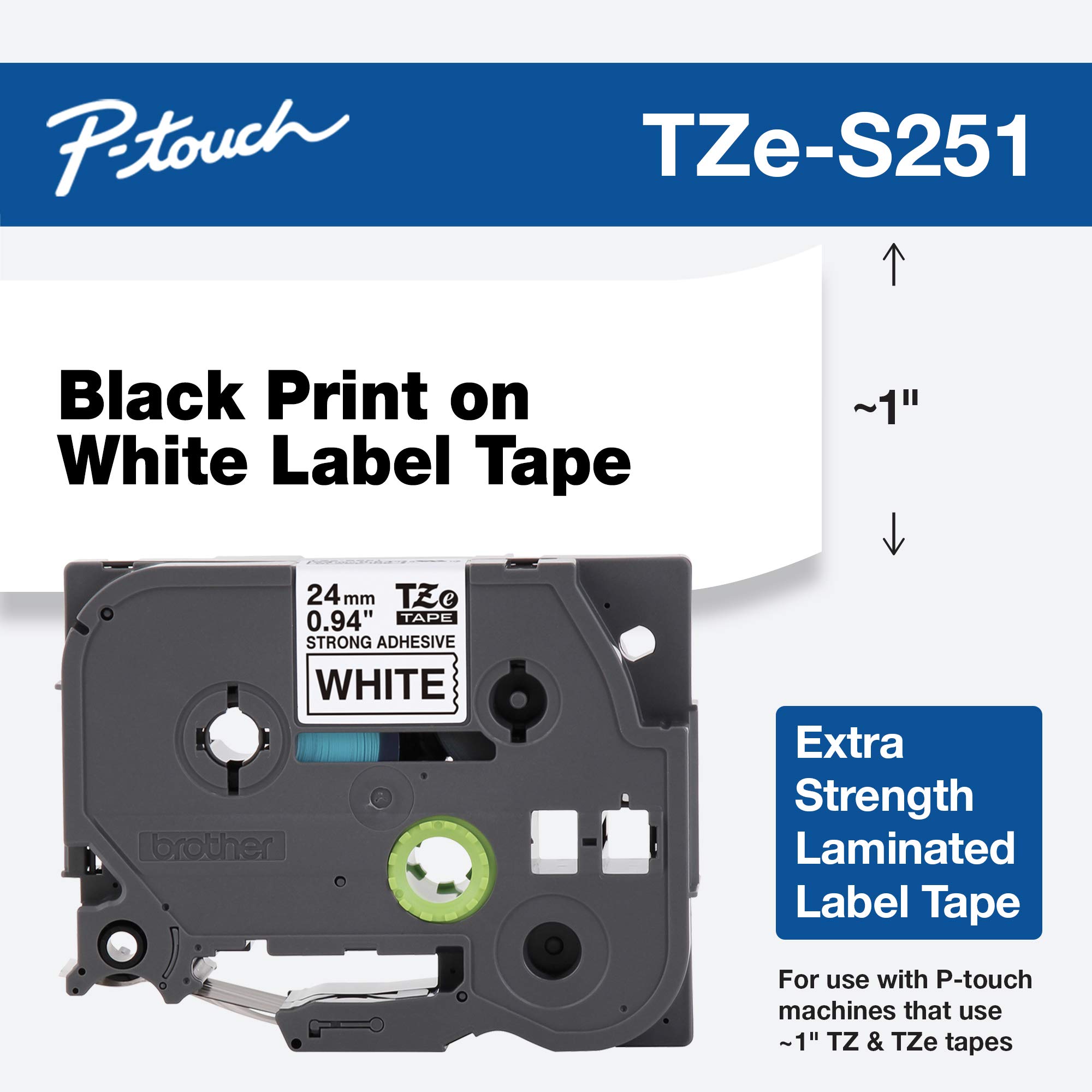 Foto 3 pulgar | Tape Brother Genuine P-touch Tze-s251, 24 Mm X 8 M, Negro/blanco - Venta Internacional.