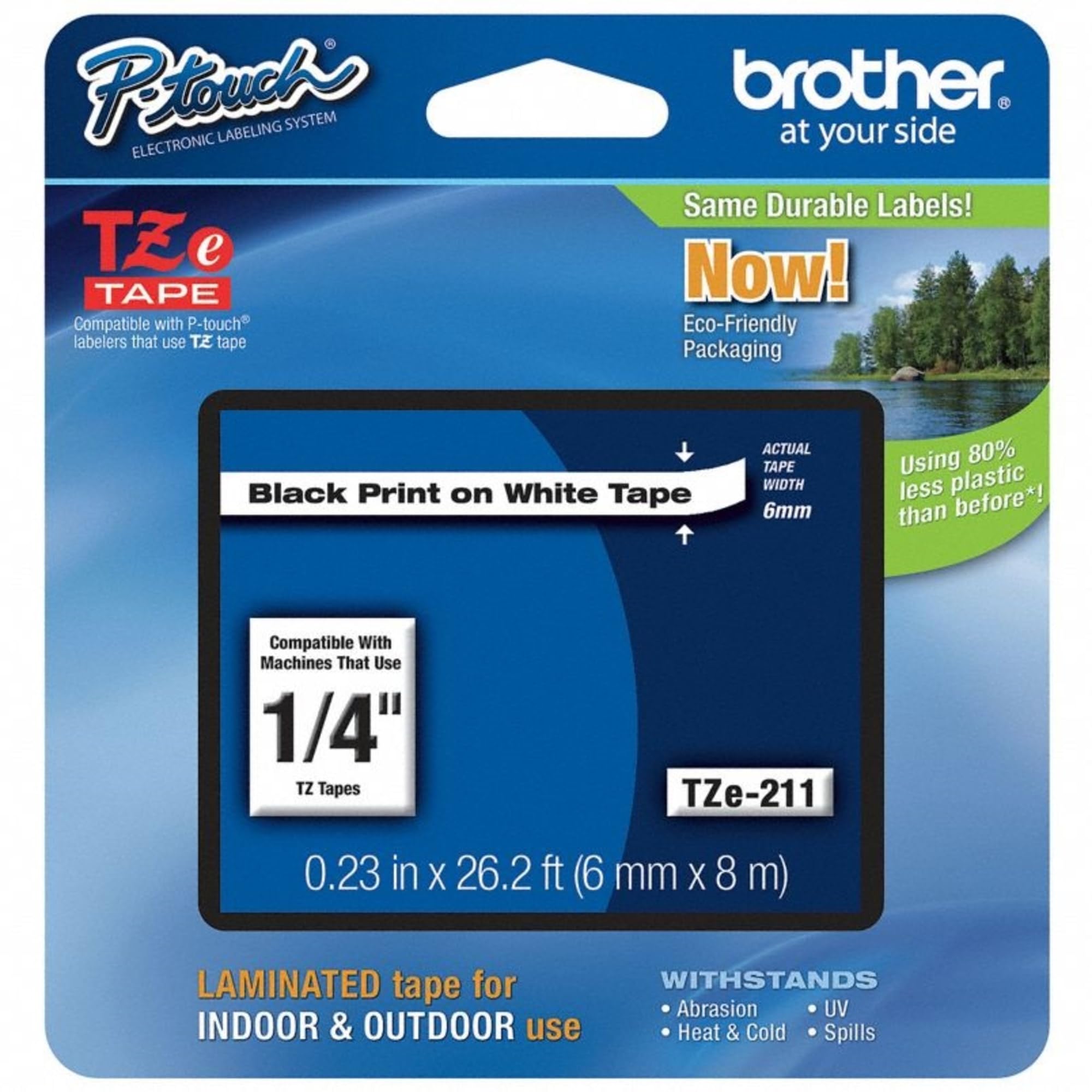 Foto 1 | Cinta Adhesiva Brother Genuine P-touch Tze-211 De 8 M, Negro Sobre Blanco - Venta Internacional.