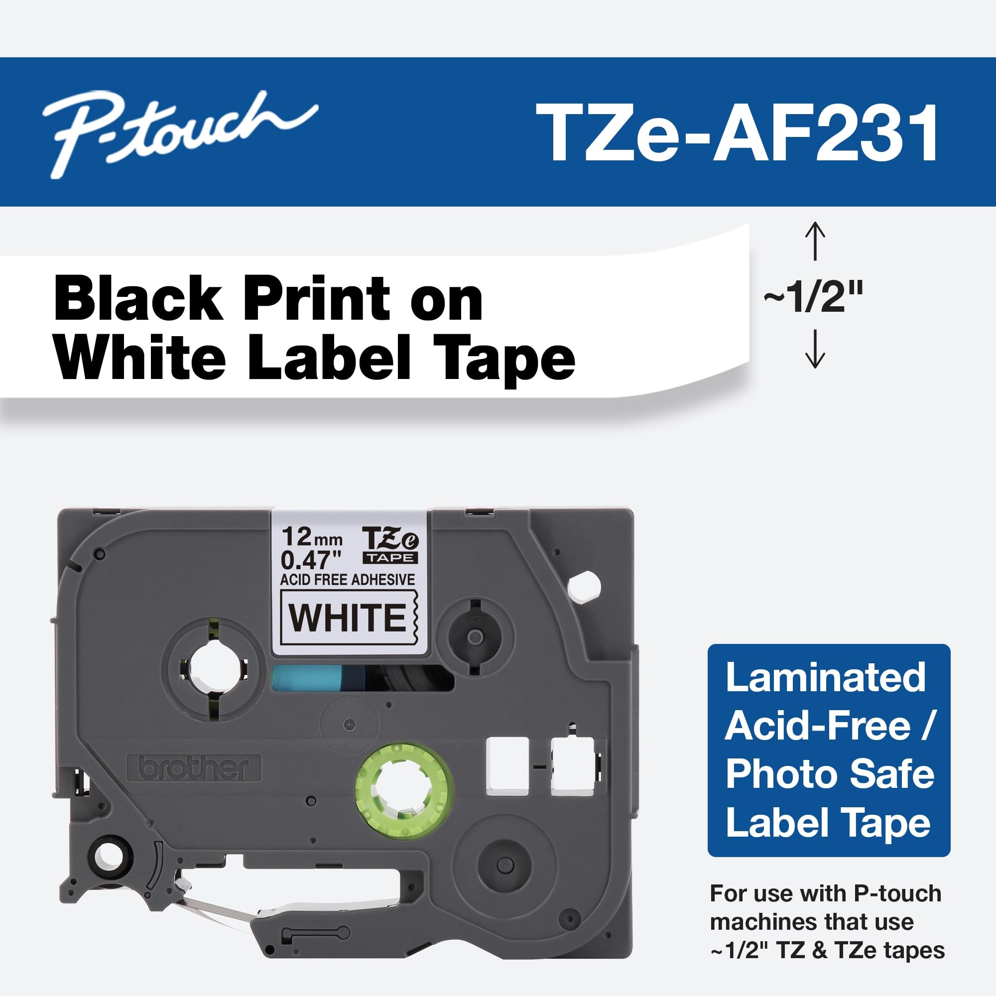 Foto 3 pulgar | Tape Brother P-touch Tze-af231 Original De 12 Mm X 8 M, Negro Sobre Blanco - Venta Internacional.