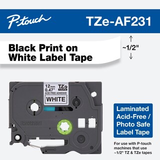 Foto 2 | Tape Brother P-touch Tze-af231 Original De 12 Mm X 8 M, Negro Sobre Blanco - Venta Internacional.