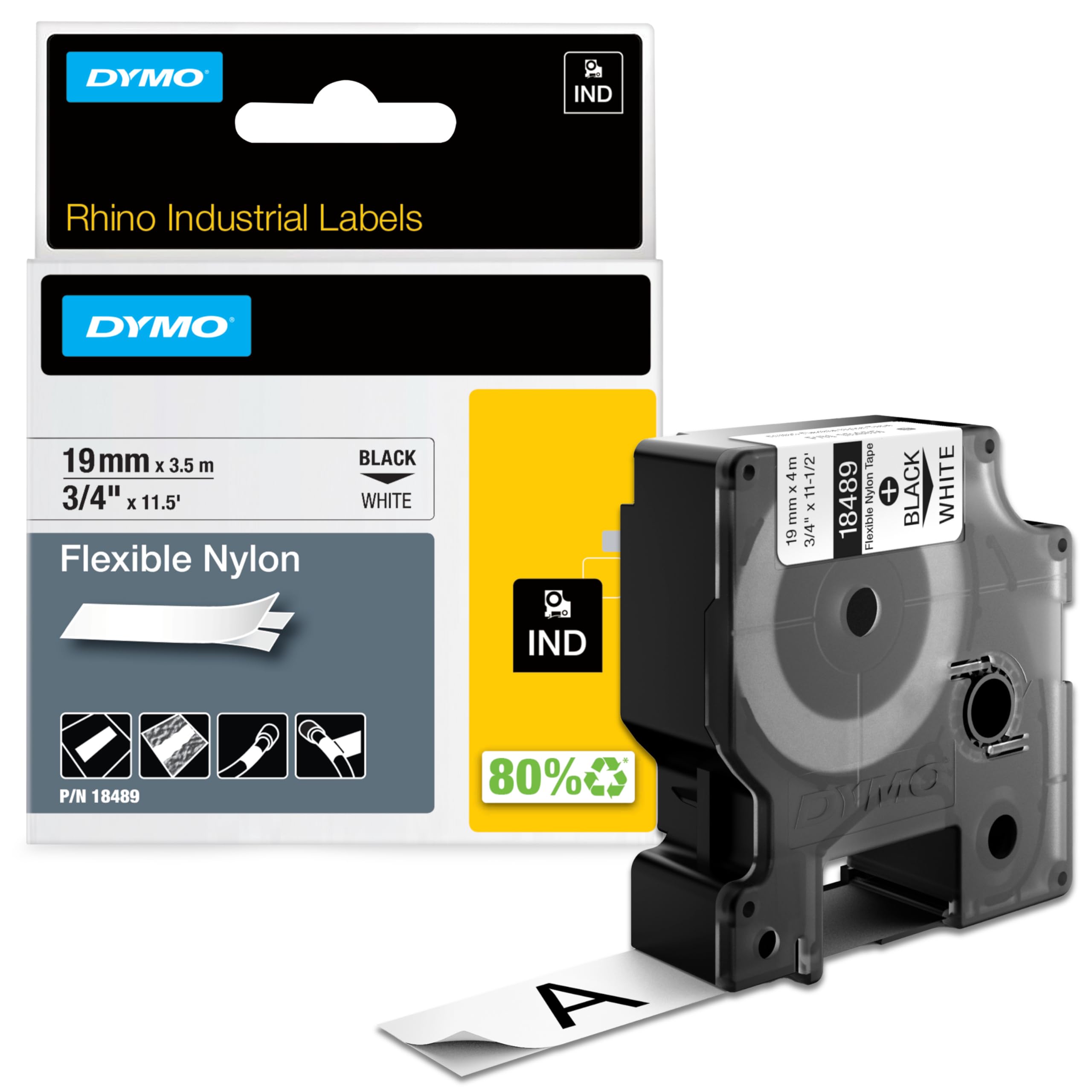 Foto 1 | Etiqueta Dymo Rhino Industrial De Nailon Flexible De 3/4 X 3,5 M - Venta Internacional.