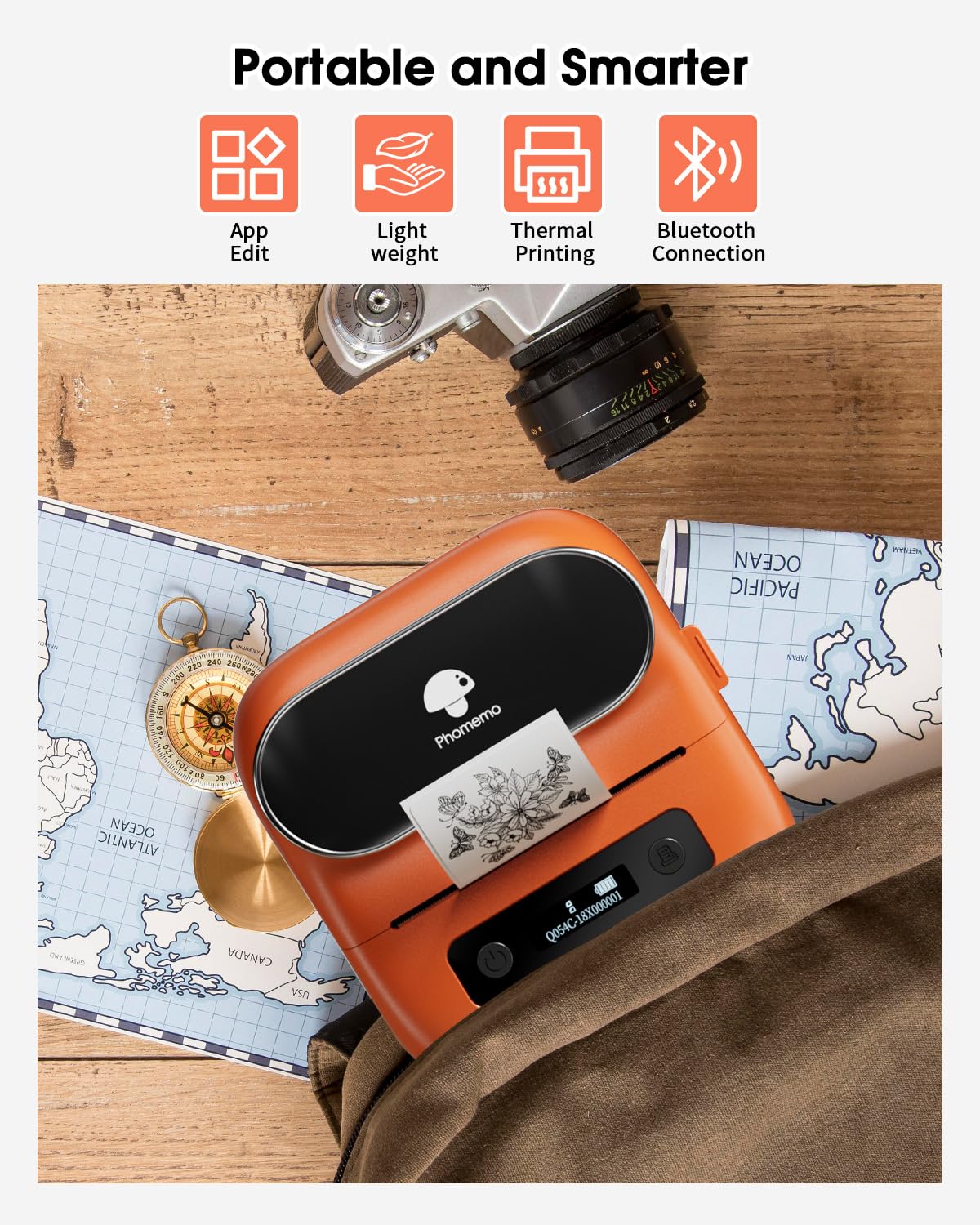 Foto 2 | Impresora de Etiquetas Phomemo M220 Bluetooth Thermal Orange - Venta Internacional