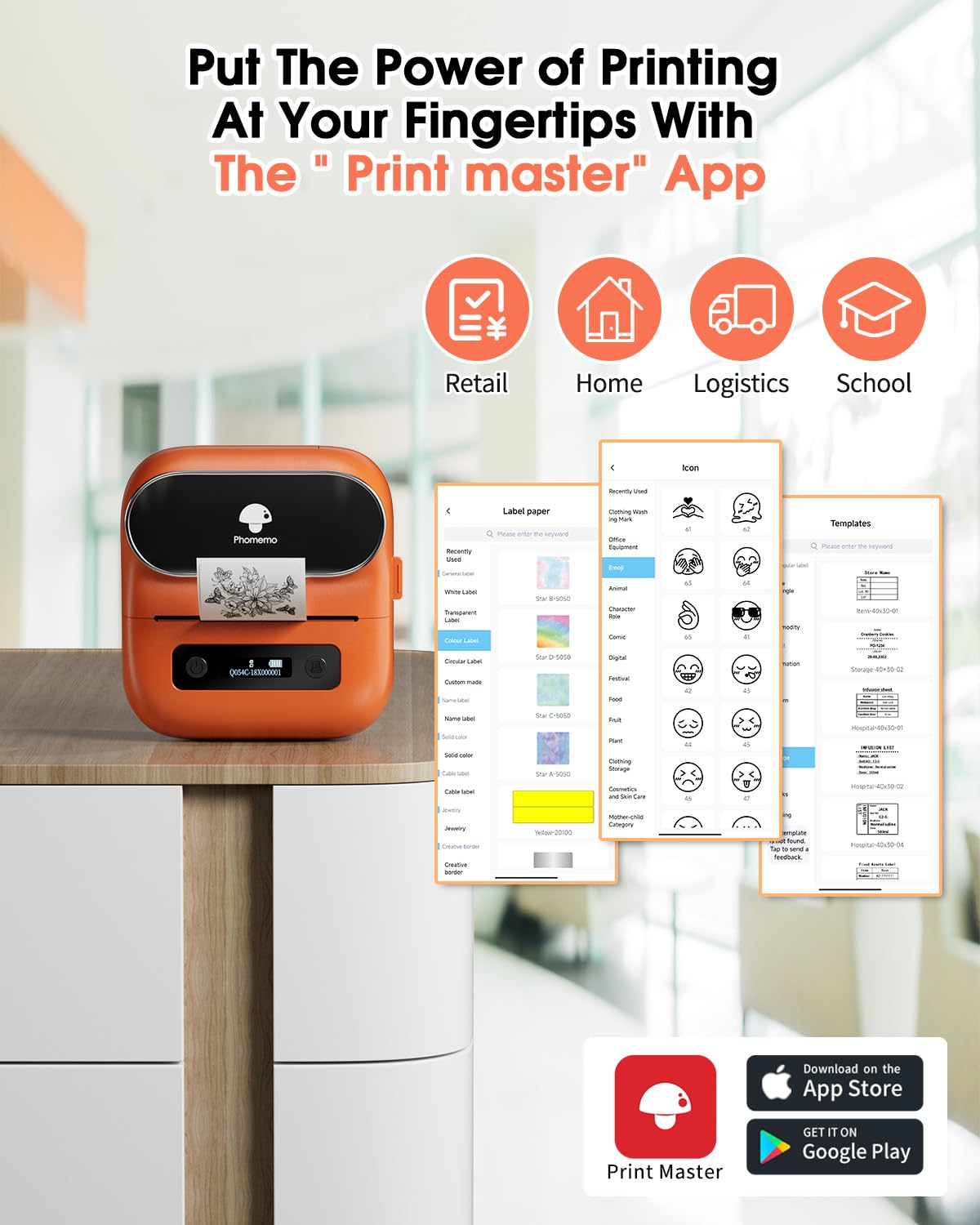 Foto 4 pulgar | Impresora de Etiquetas Phomemo M220 Bluetooth Thermal Orange - Venta Internacional