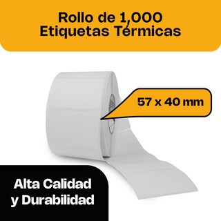 Foto 2 | Rollo Térmico Rhino, 1,000 Etiquetas De 57 X 40 Mm Para Etiquetado Claro Sin Tinta, Roet-02