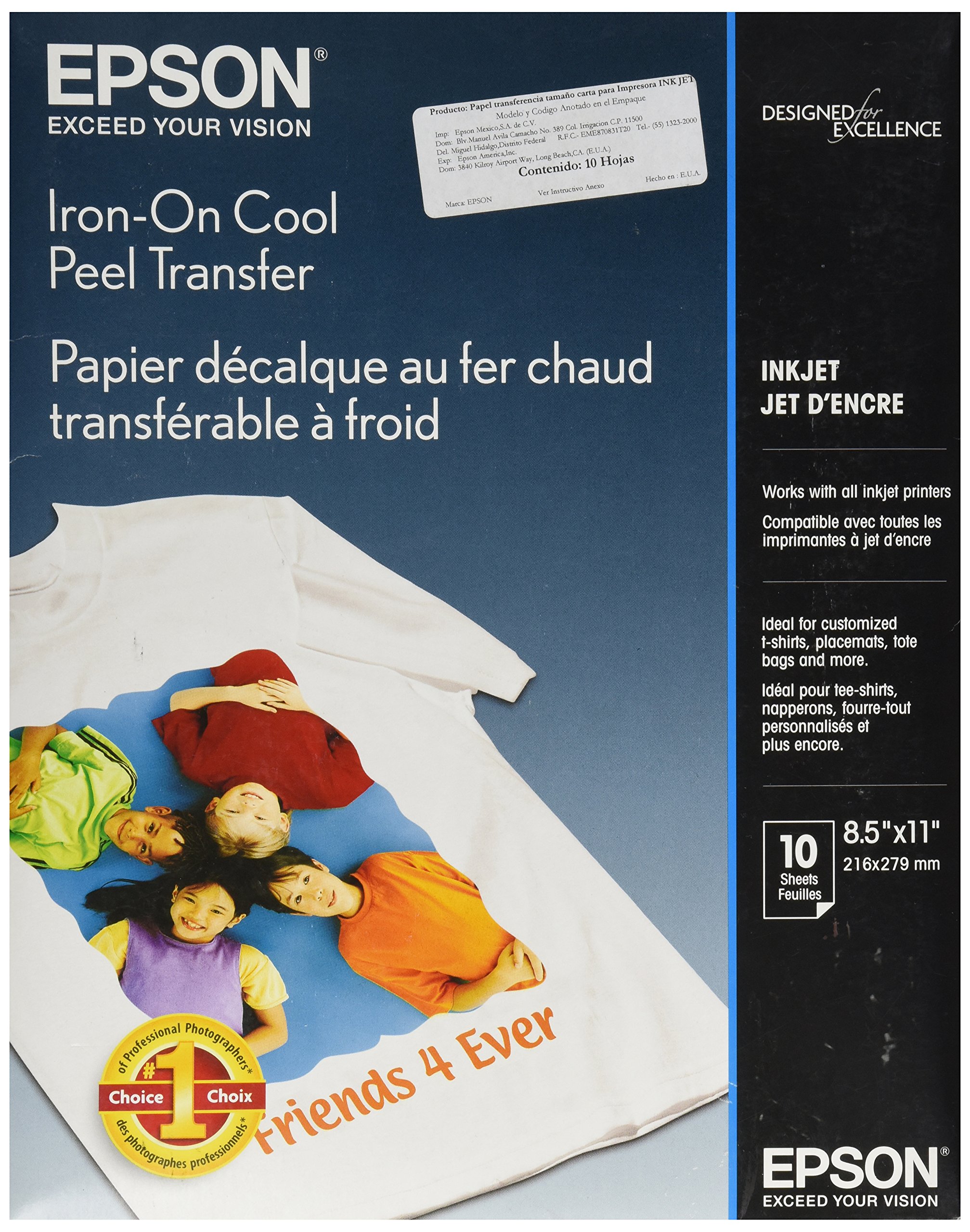 Foto 2 pulgar | Papel De Transferencia Epson Iron-on Cool Peel, 8.5 X 11 Pulgadas, 10 Hojas - Venta Internacional.