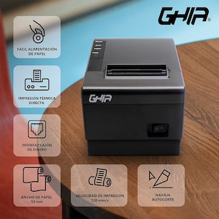 Foto 3 | Impresora Térmica de Tickets Ghia Gtp58 color Negro de 58 mm Usb con Autocorte