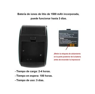 Foto 2 | Impresora Térmica de Recibos Bluetooth Inalámbrica 58mm Eo Safe Imports color Negro