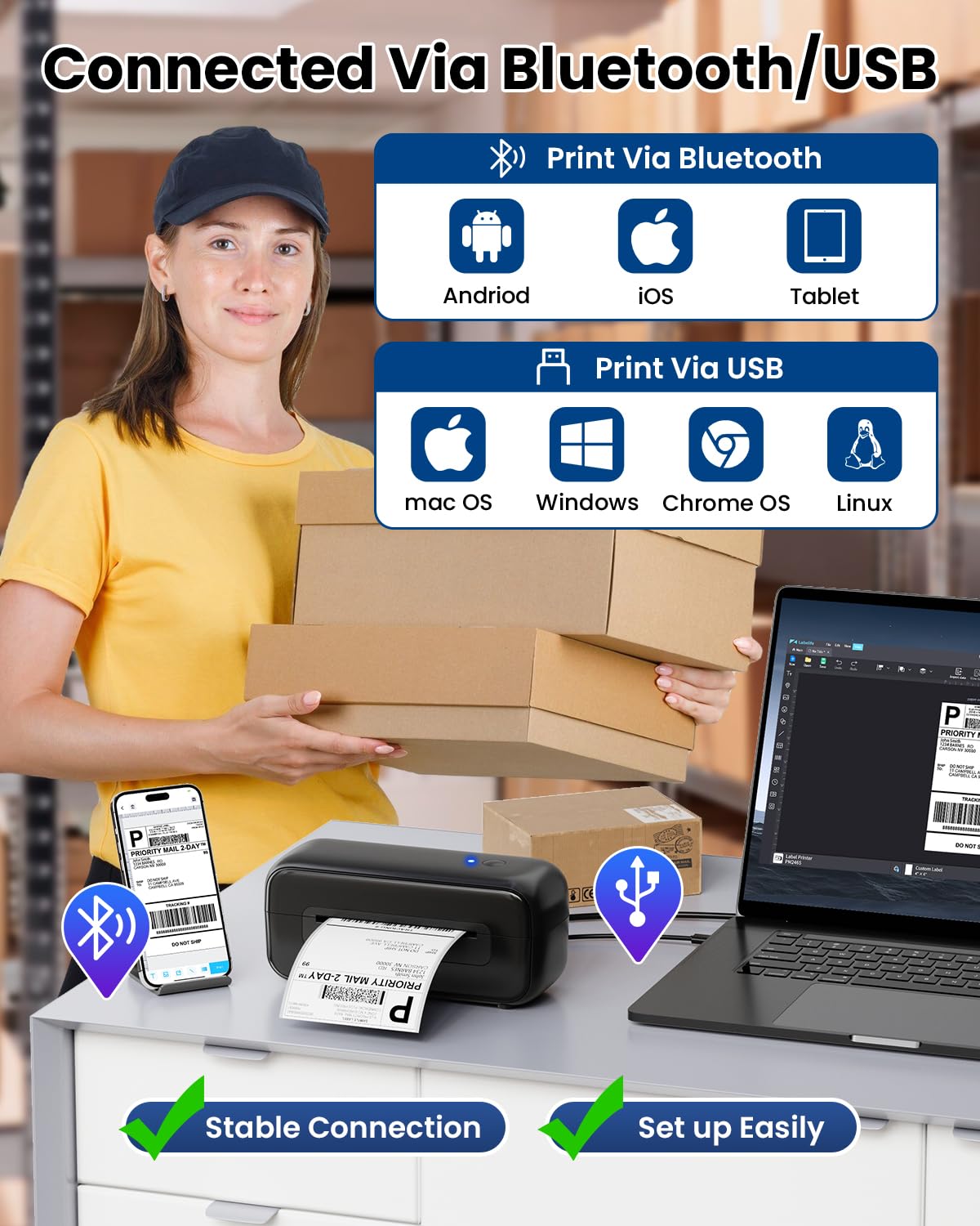Foto 3 pulgar | Impresora Térmica De Etiquetas Phomemo Bluetooth 4x6 Para Envío - Venta Internacional.