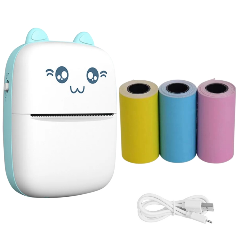 Foto 2 pulgar | Impresora Térmica Mini Portátil + 3 Rollos de Papel Adhesivo - Venta Internacional