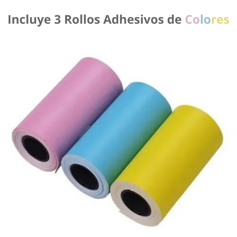 Foto 3 pulgar | Impresora Térmica Mini Portátil + 3 Rollos de Papel Adhesivo - Venta Internacional