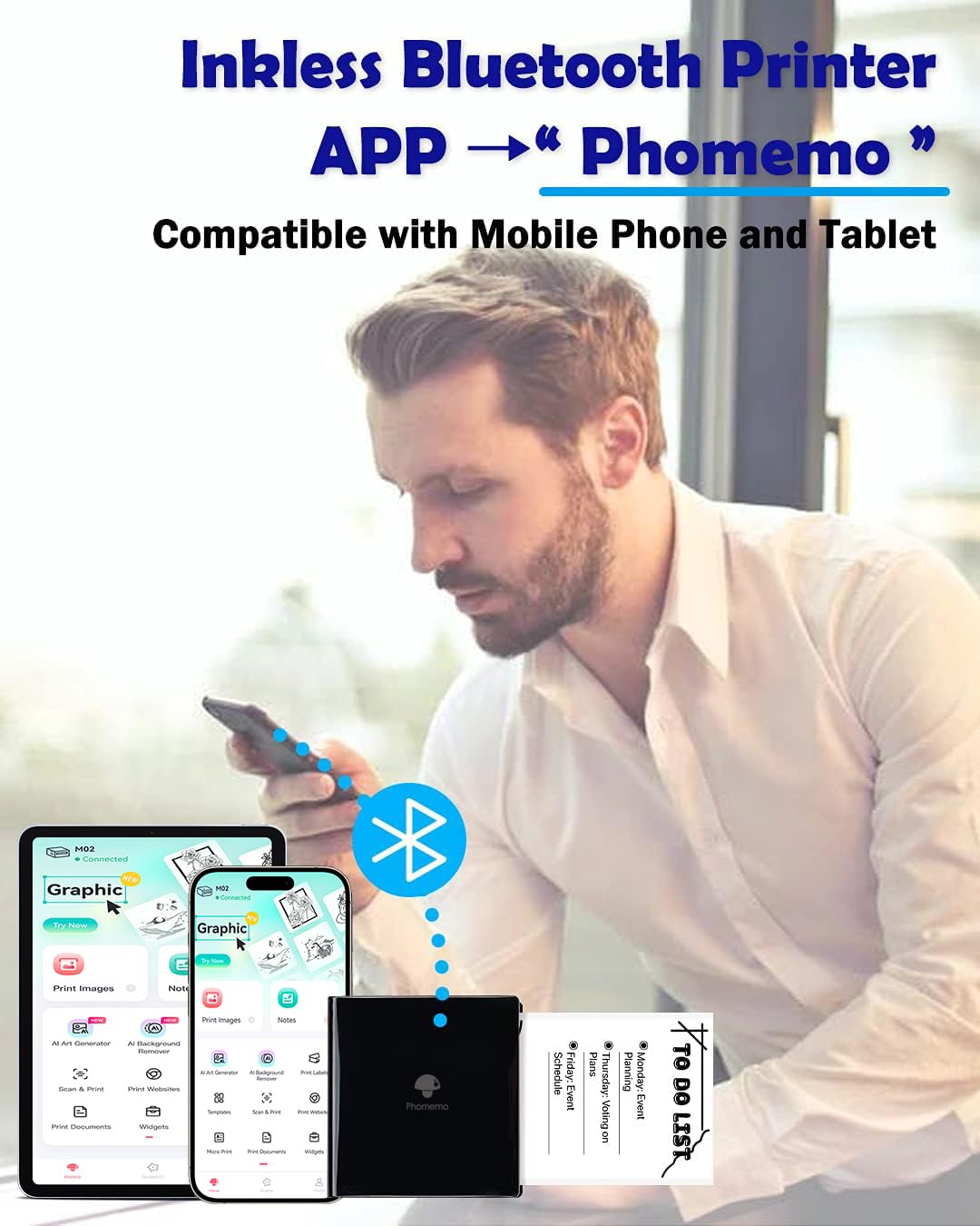 Foto 4 pulgar | Impresora De Bolsillo Phomemo M02 Inkless Note Bluetooth Negra - Venta Internacional.
