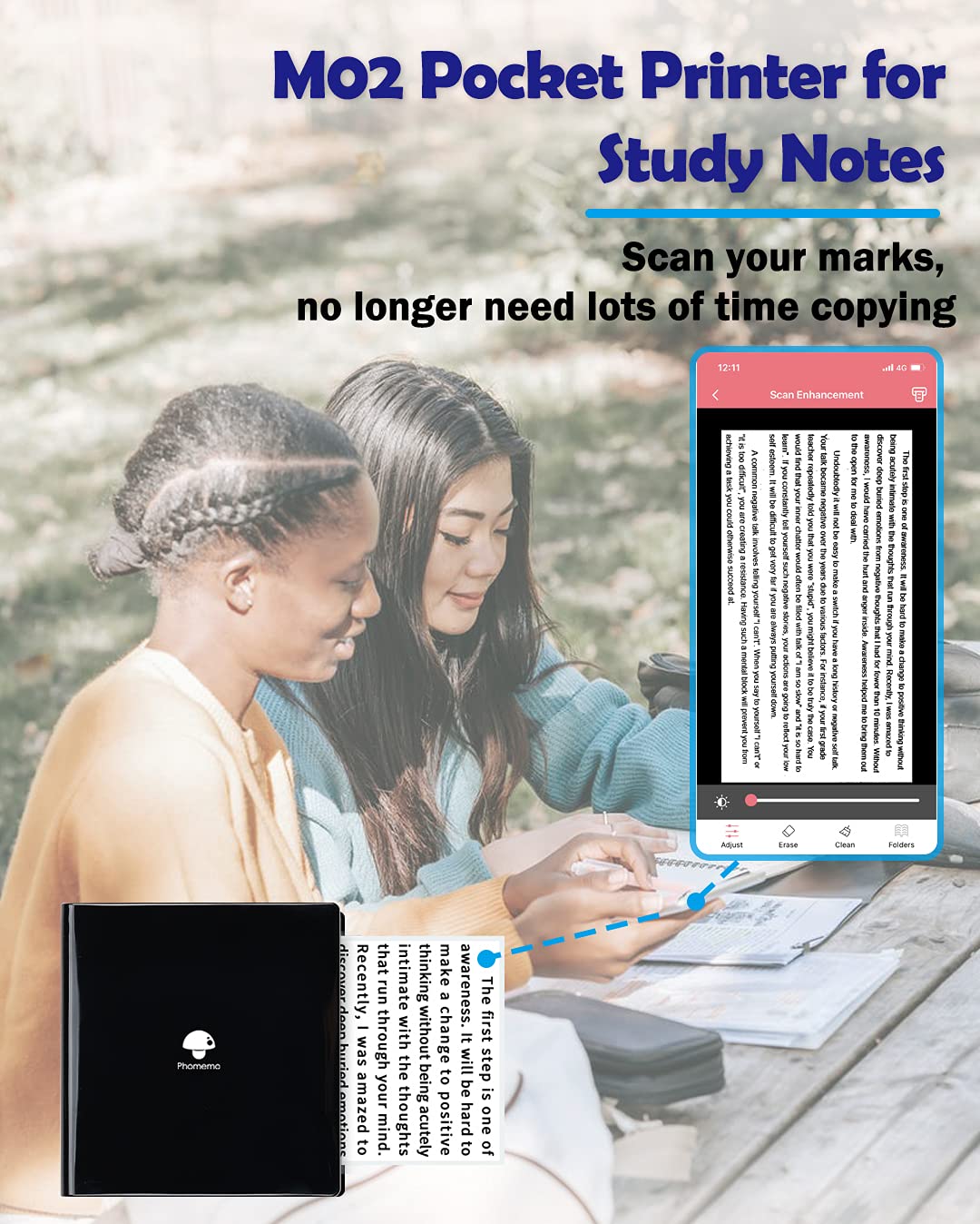 Foto 5 | Impresora De Bolsillo Phomemo M02 Inkless Note Bluetooth Negra - Venta Internacional.