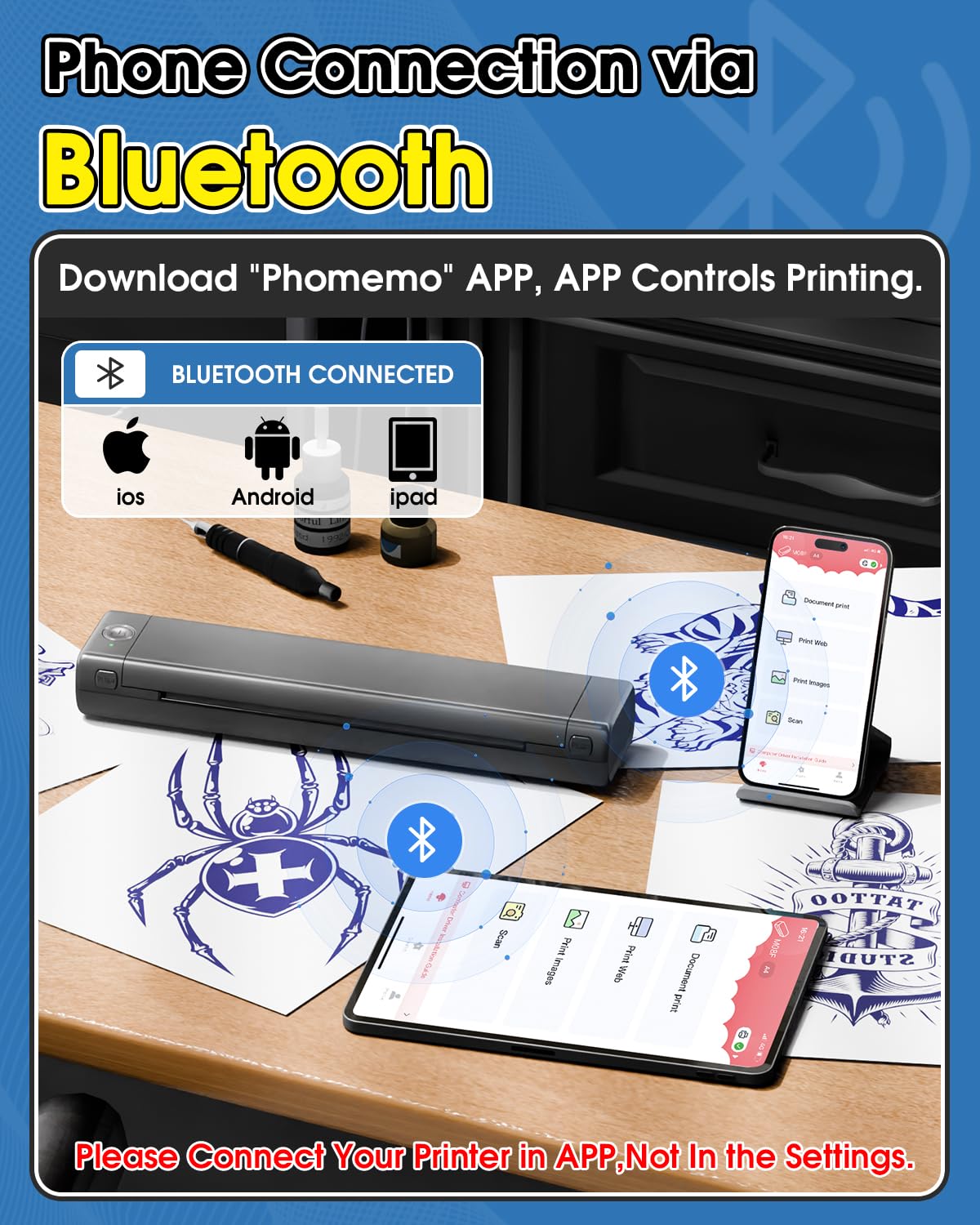 Foto 4 pulgar | Impresora De Plantillas Para Transferencia De Tatuajes Phomemo M08f Con 10 Hojas - Venta Internacional.