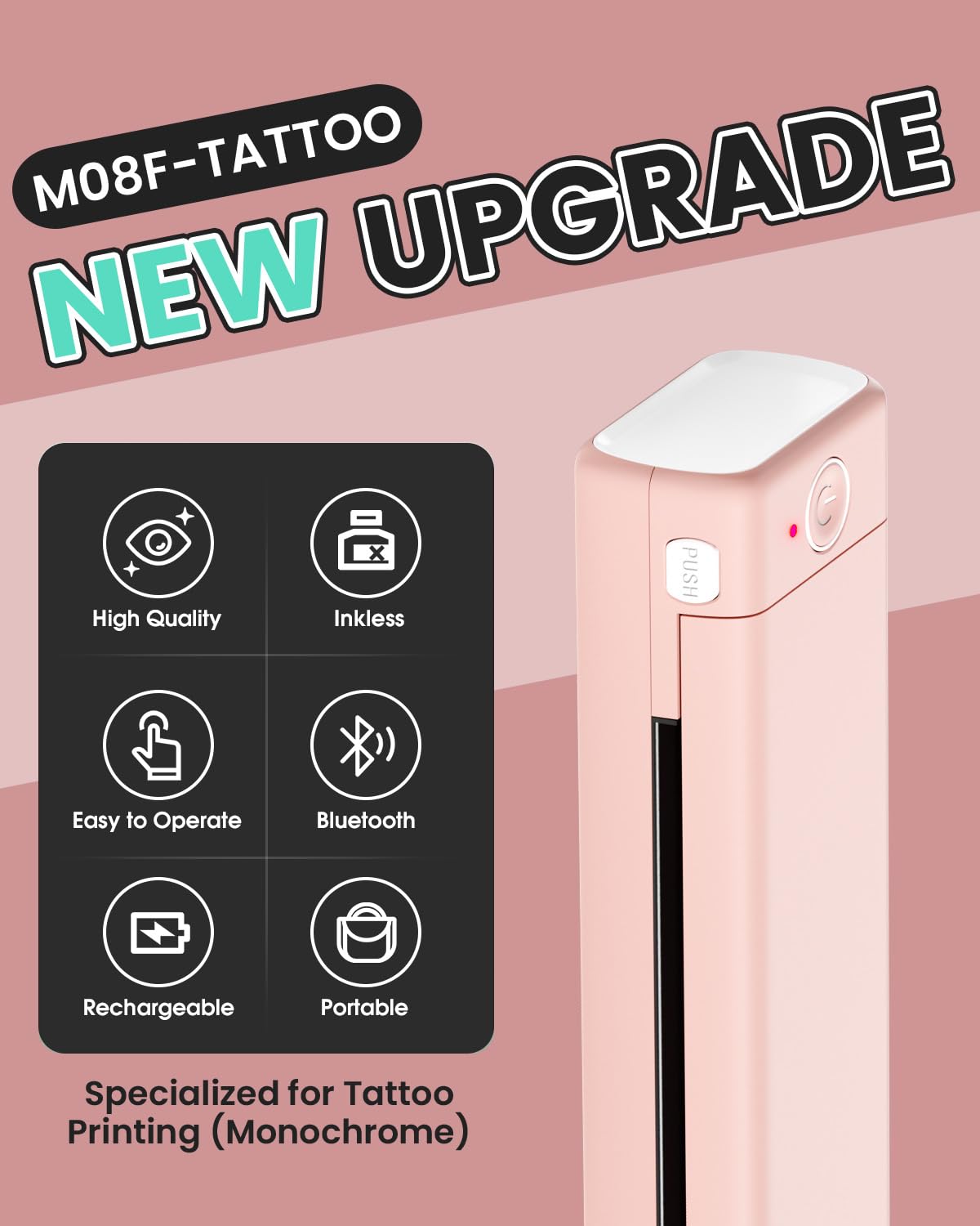 Foto 3 pulgar | Impresora De Plantillas De Tatuajes Phomemo M08f Bluetooth Con 10 Hojas - Venta Internacional.