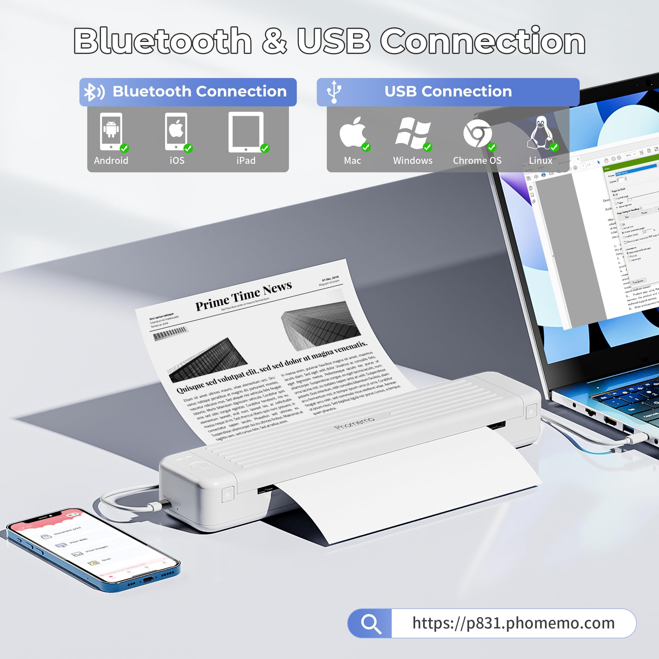Foto 2 | Impresora Portátil Phomemo P831 Inalámbrica 300 Dpi Bluetooth - Venta Internacional.