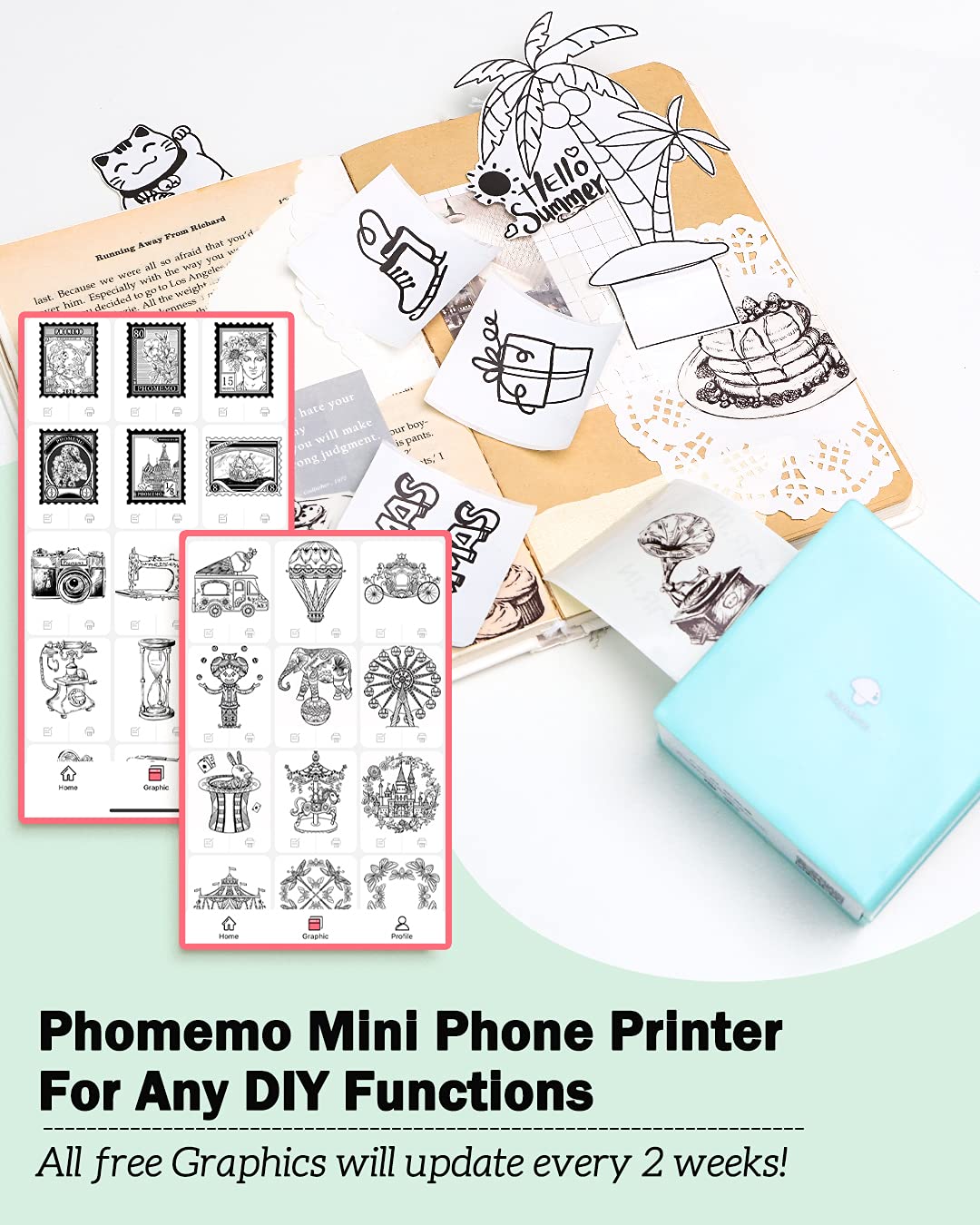 Foto 5 pulgar | Impresora De Pegatinas Phomemo M02 Mini Bluetooth Con 3 Rollos De Papel - Venta Internacional.