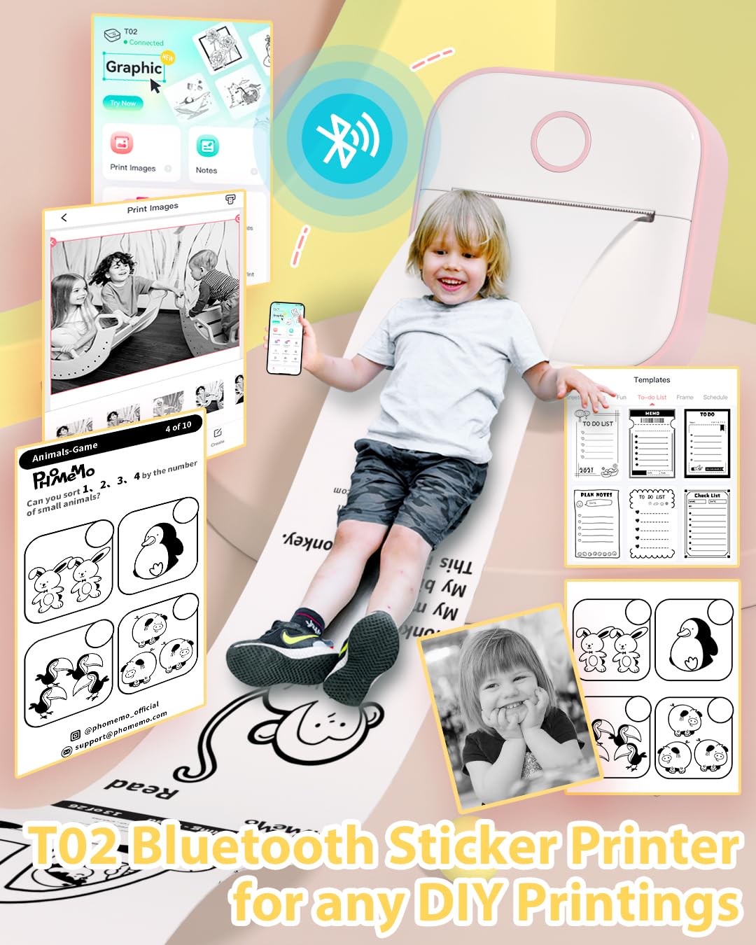 Foto 4 pulgar | Impresora De Pegatinas Phomemo T02 Mini Sin Tinta Bluetooth Rosa - Venta Internacional.