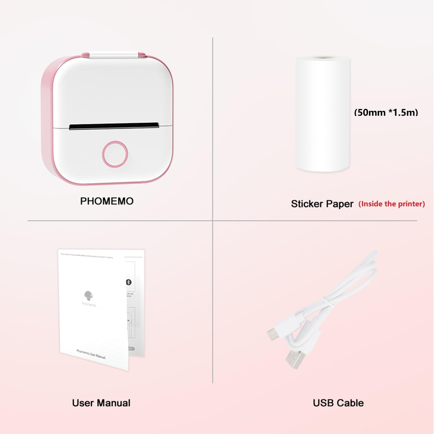 Foto 7 | Impresora De Pegatinas Phomemo T02 Mini Sin Tinta Bluetooth Rosa - Venta Internacional.