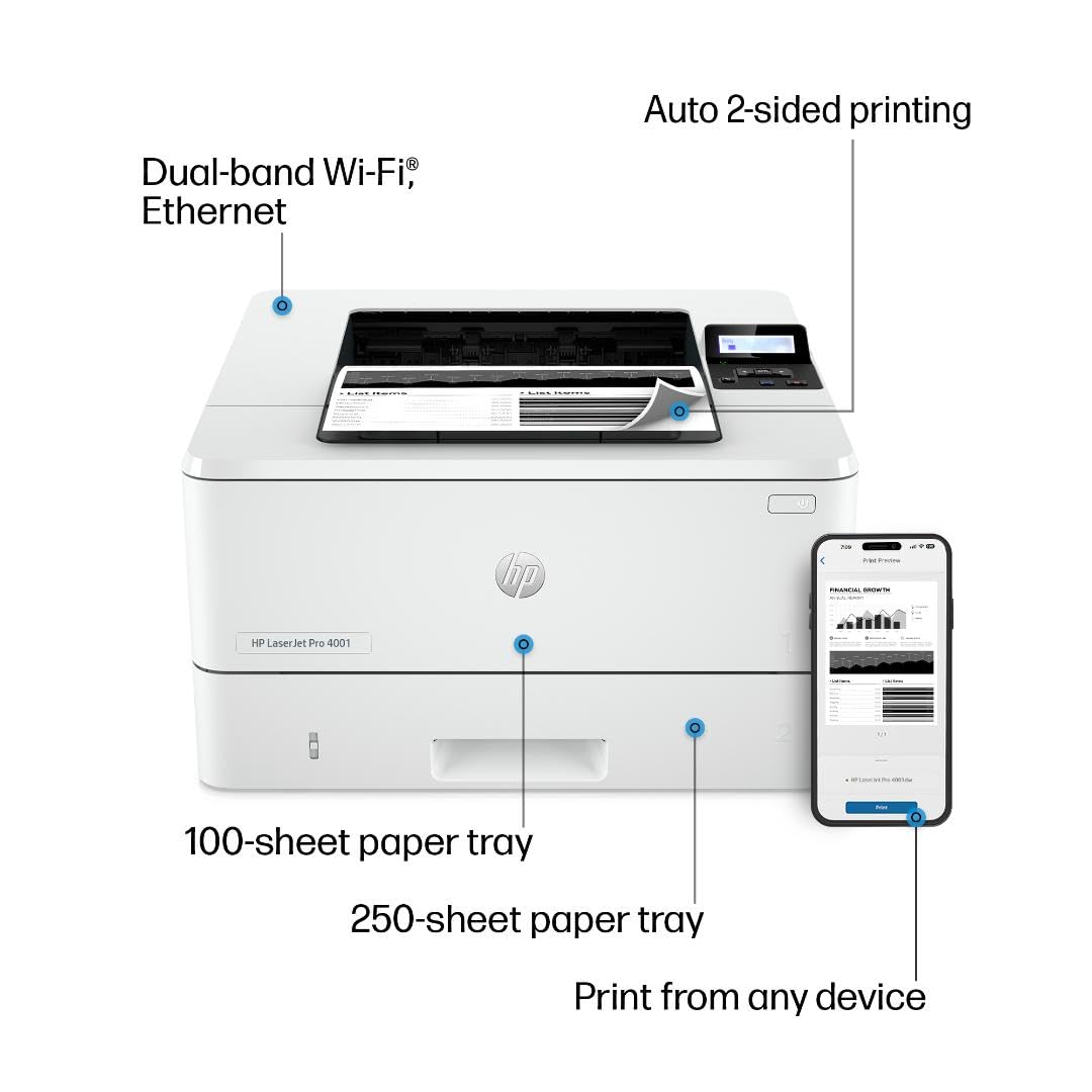 Foto 5 pulgar | Impresora Hp Laserjet Pro 4001dw Inalámbrica En Blanco Y Negro - Venta Internacional.