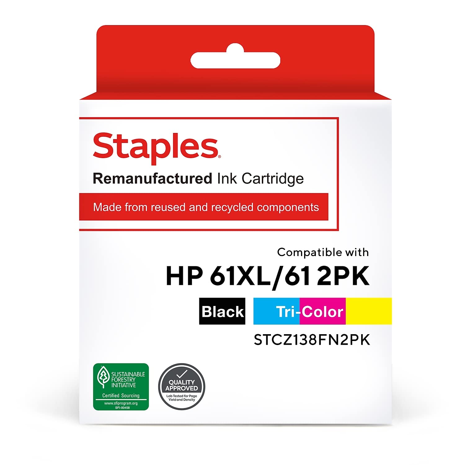 Cartucho De Tinta Staples Remanufacturado De Repuesto Hp 61xl/61 - Venta Internacional.