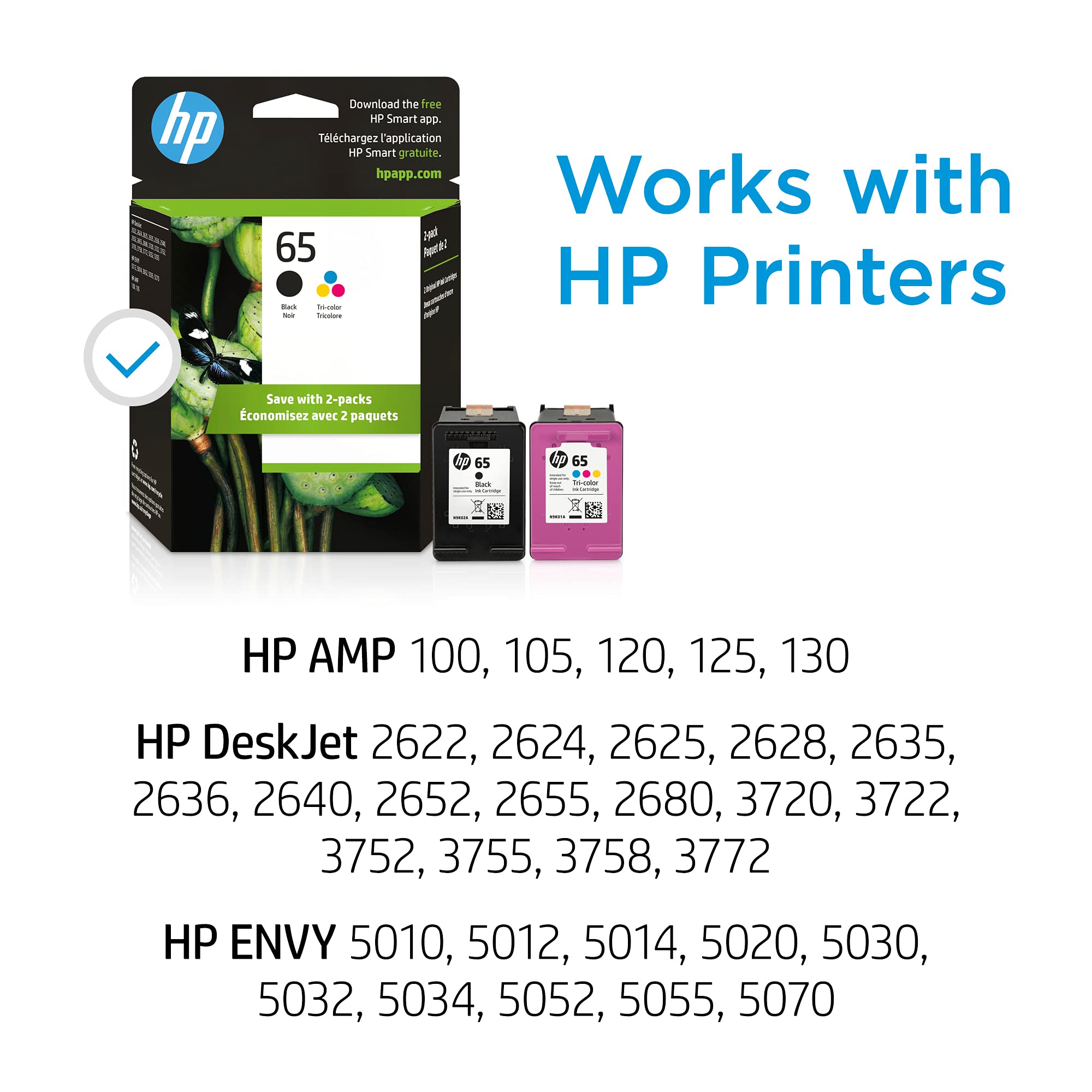 Foto 2 | Cartuchos de Tinta HP 65 Negro Tricolor Paquete de 2 - Venta Internacional