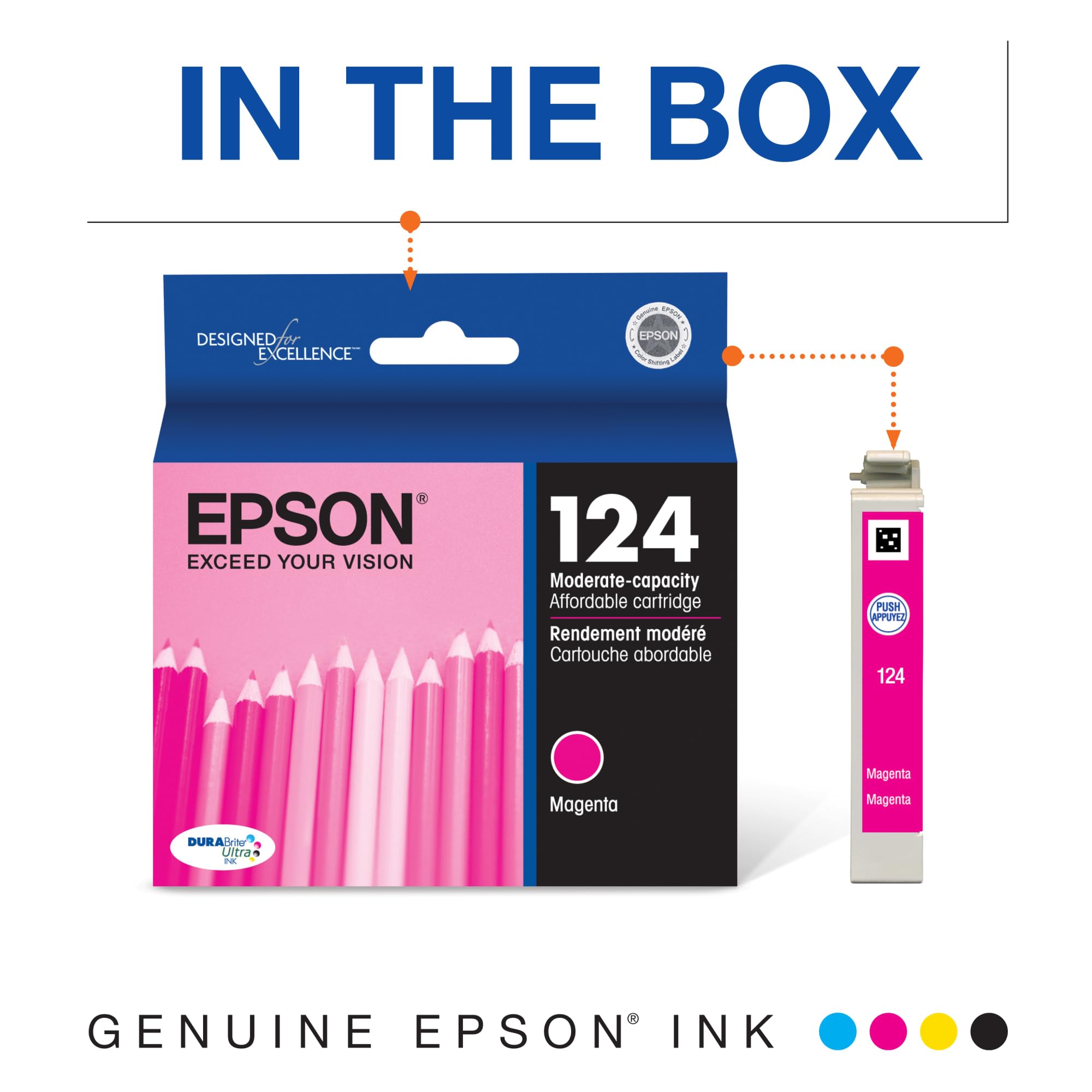 Foto 2 | Cartucho De Tinta Epson 124 Durabrite Ultra Magenta T124320-s - Venta Internacional.