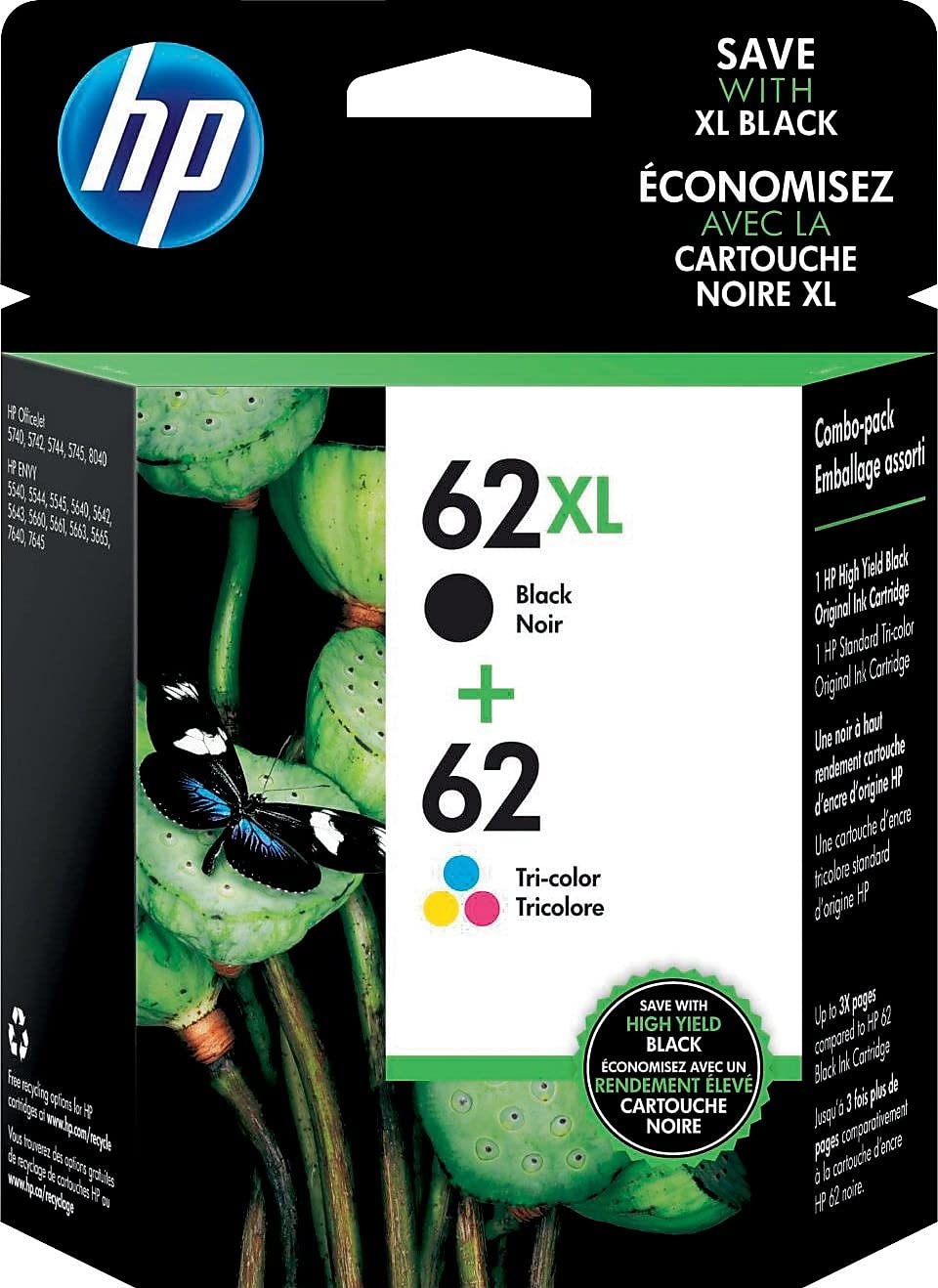 Foto 2 pulgar | Cartuchos de Tinta Hp Original 62 Tricolor/62xl Black 2 Piezas - Venta Internacional